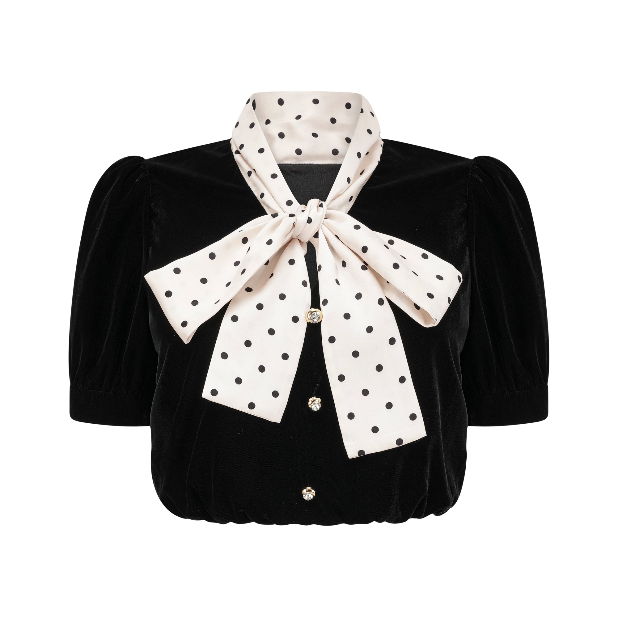 Camille puff-sleeve bow embellished shirt