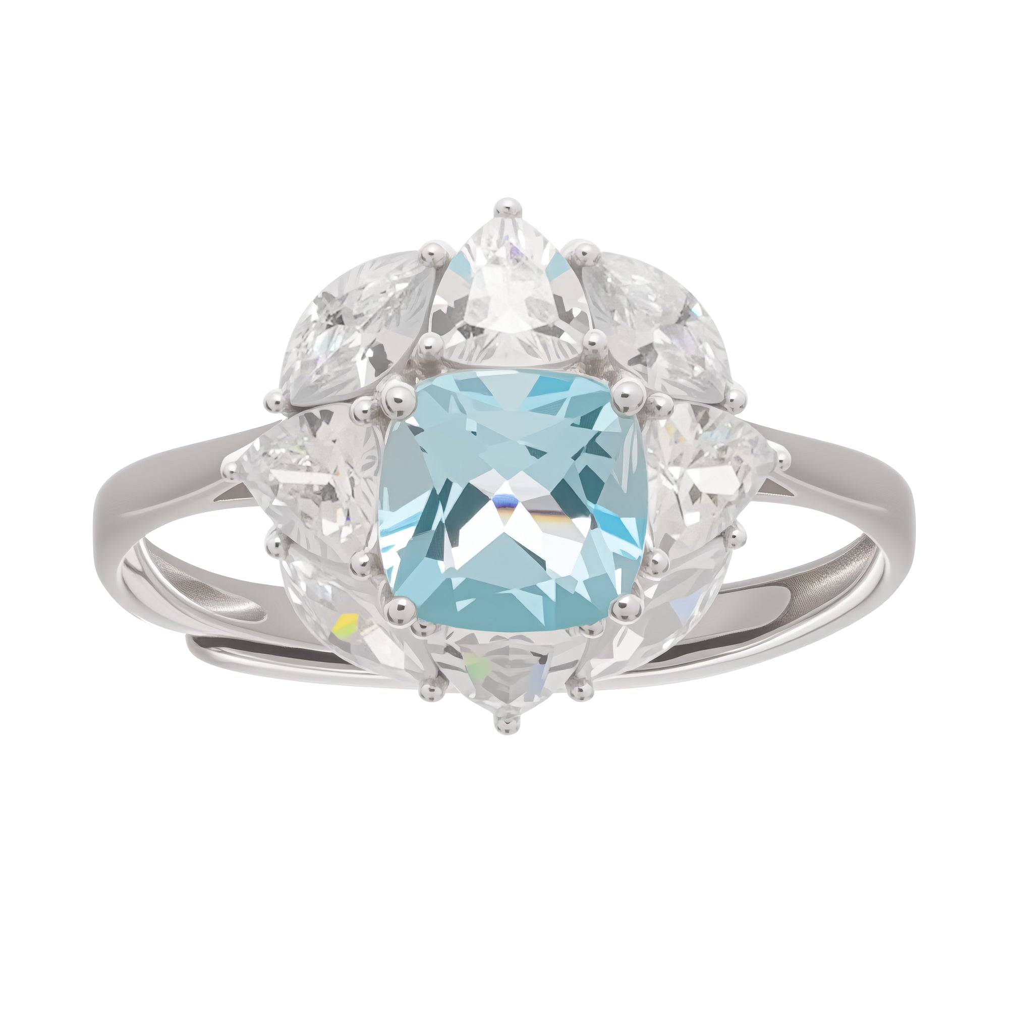 Verstellbarer Daphné-Ring aus Sterlingsilber mit blauem Edelstein