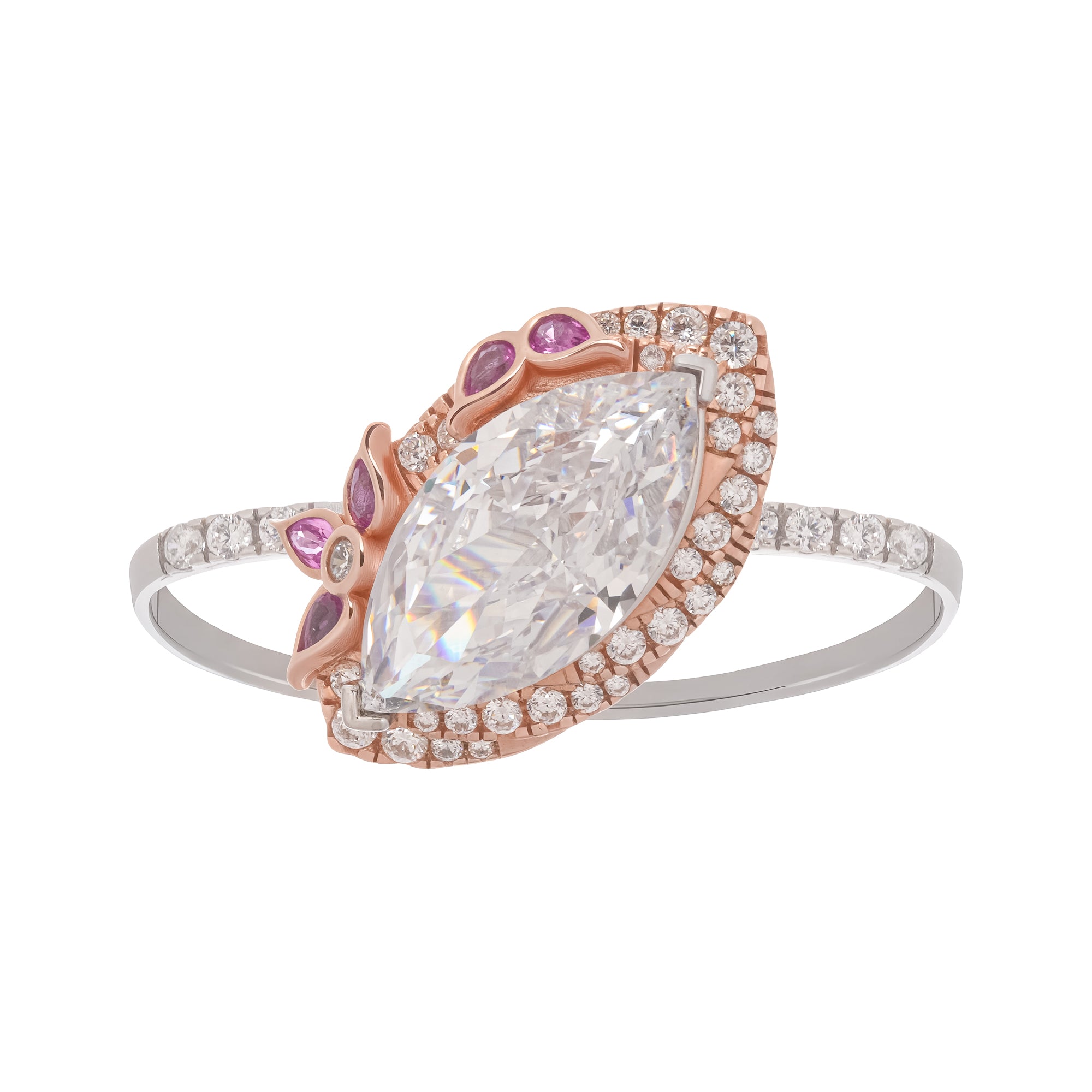 Ringset aus Sterlingsilber mit rosafarbenem Scintillement-Kristall (3-teilig)