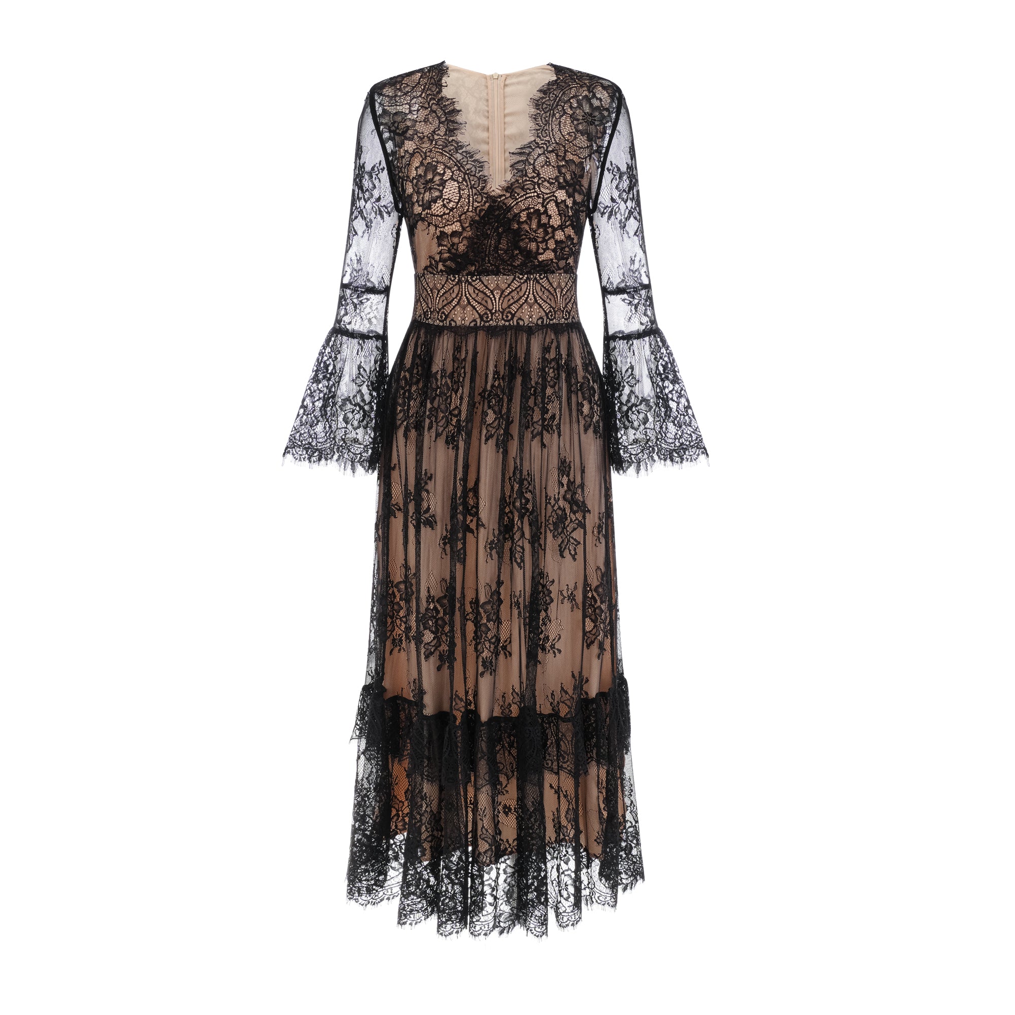 Louise V-neck lace midi dress