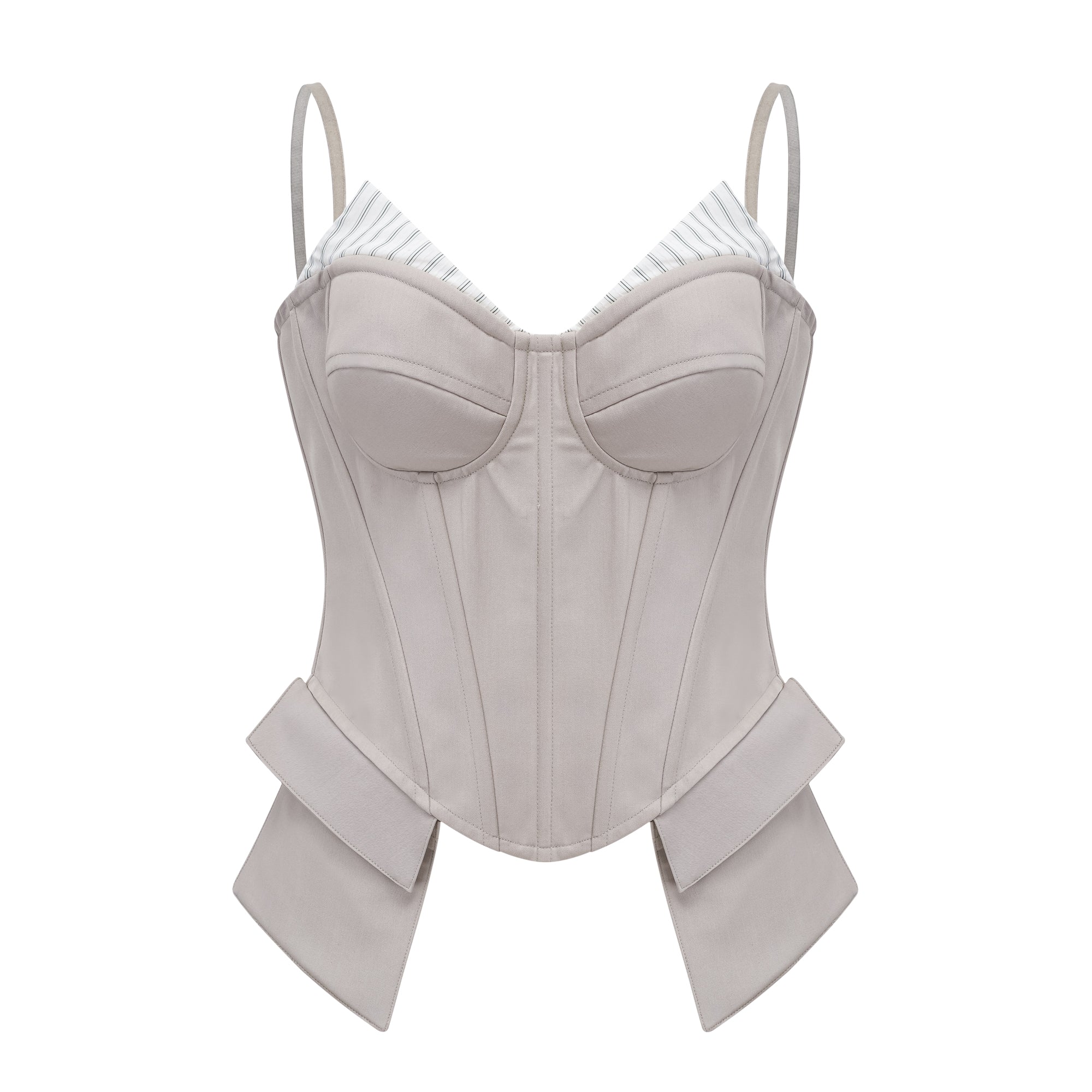 Virág Grey Stripe Panel Corset Top