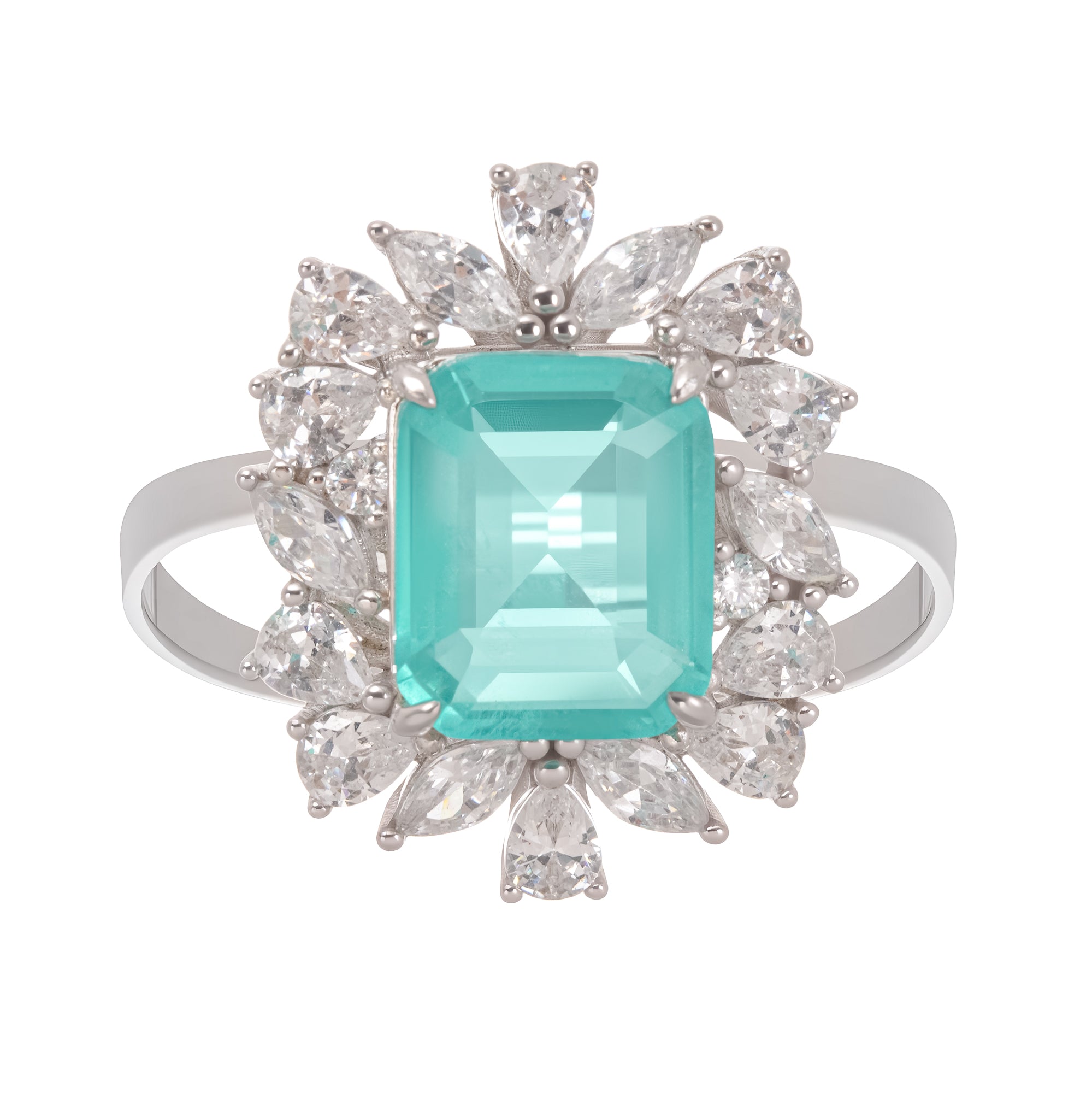 Maelle Sterling-Silberring mit türkisfarbenem Zirkonia-Edelstein und Krappenfassung