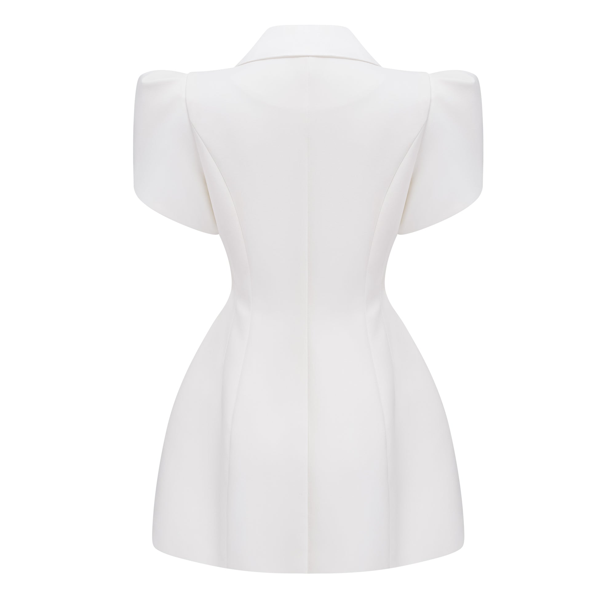 فستان قصير بأكمام قصيرة وياقة شال من Acharya White