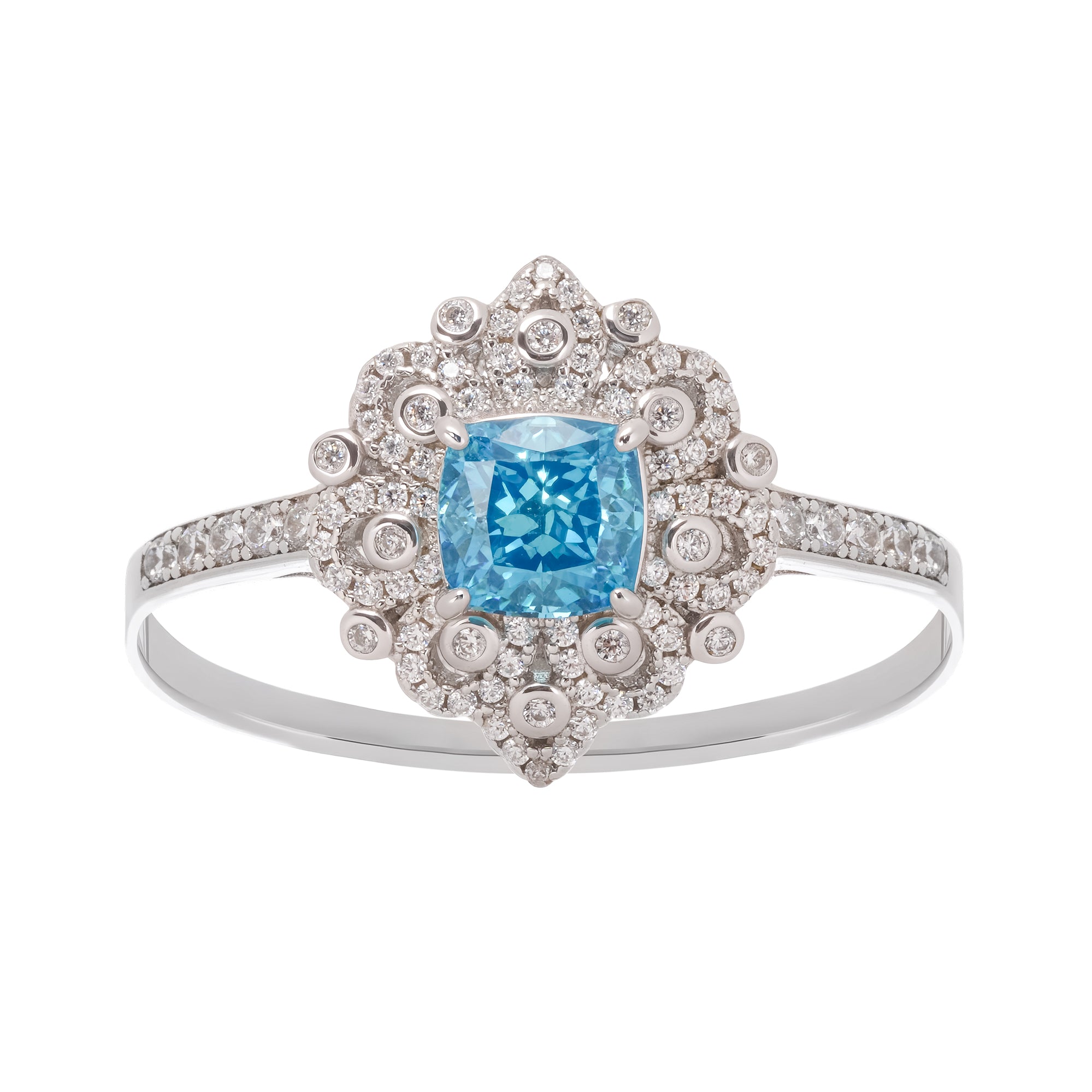 Énigme Sterling-Silberring mit blauem Edelstein im Kissenschliff