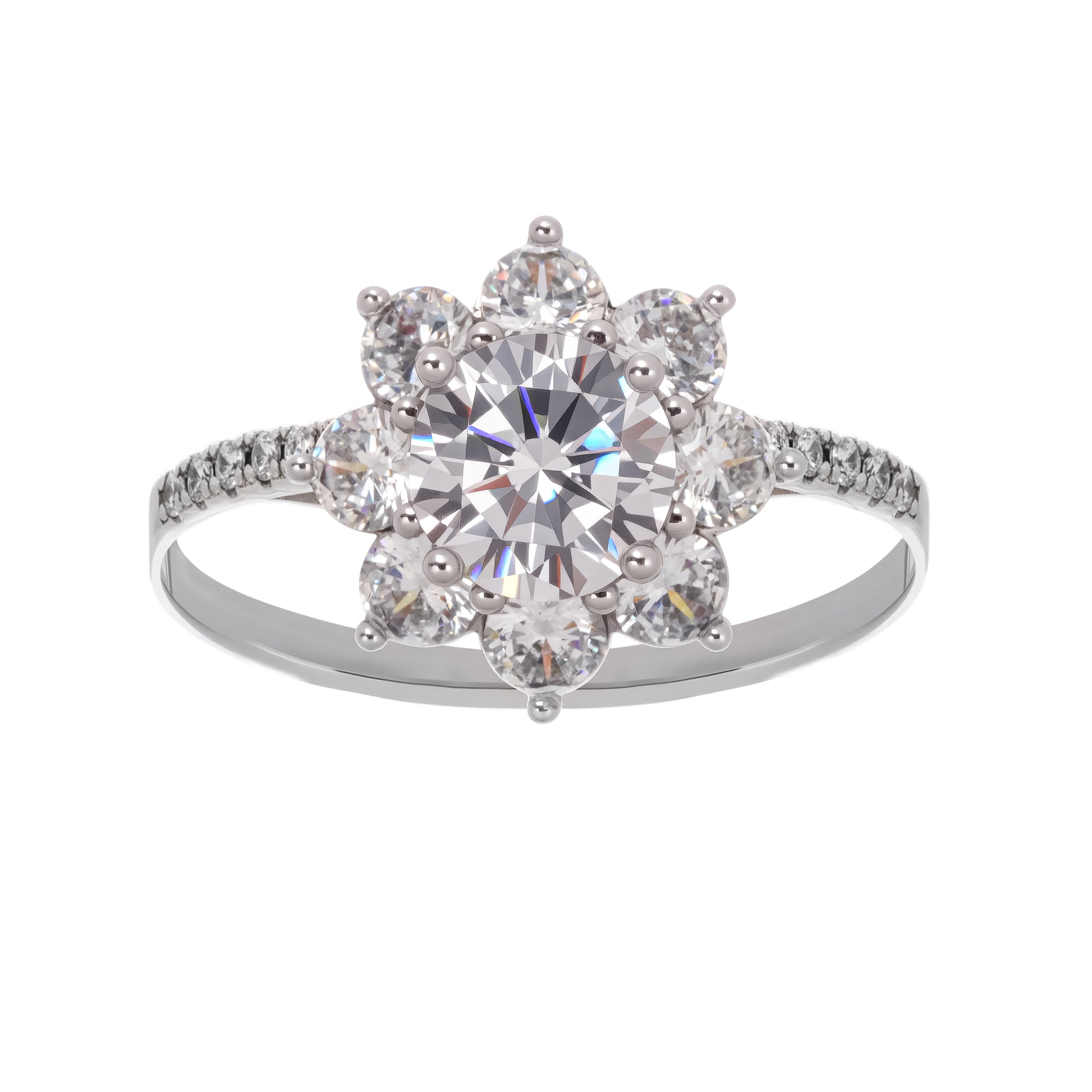 Émilie – Blumenförmiger Ring aus Sterlingsilber mit Zirkonia-Edelstein