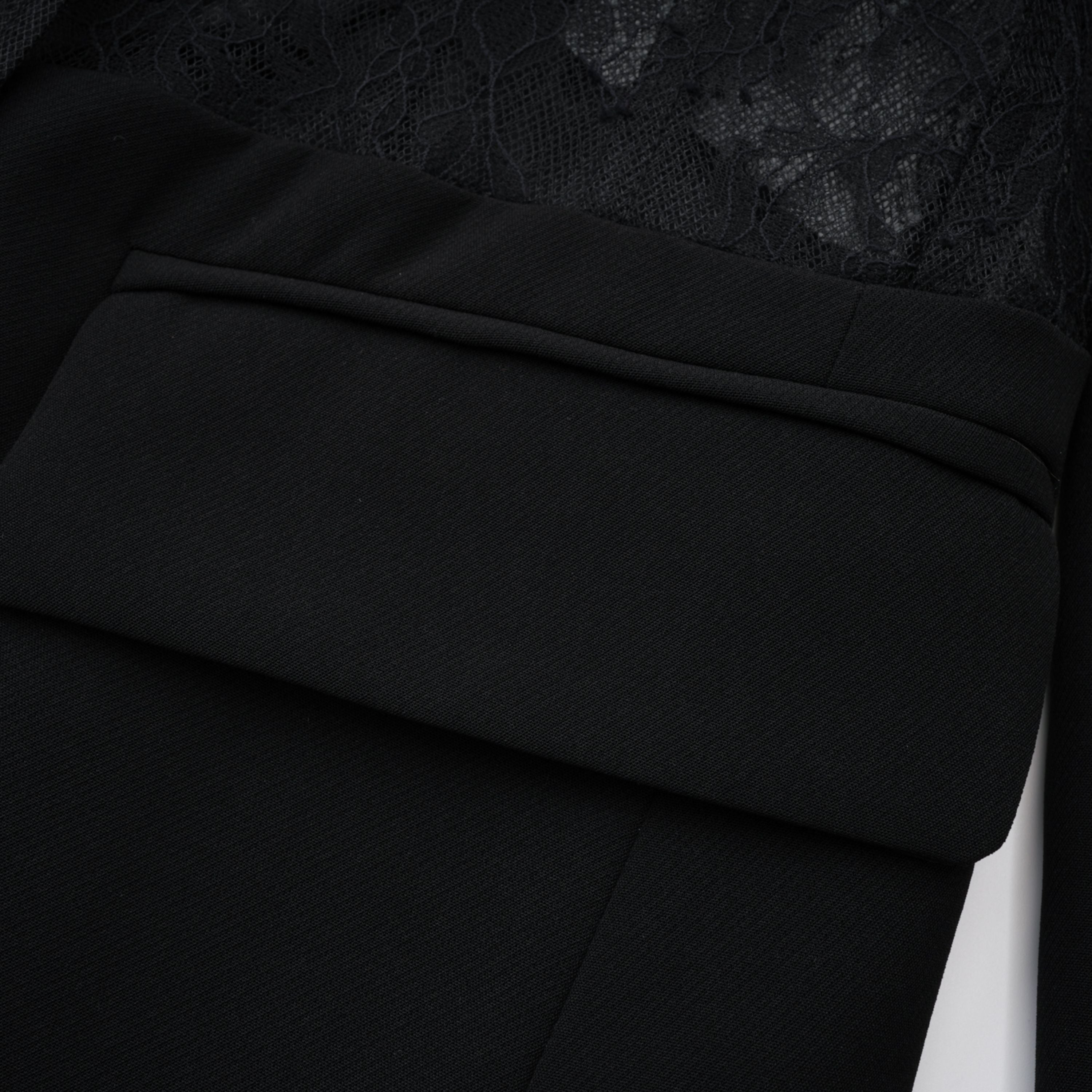 Verena Schwarzer Blazer mit floralem Spitzenbesatz