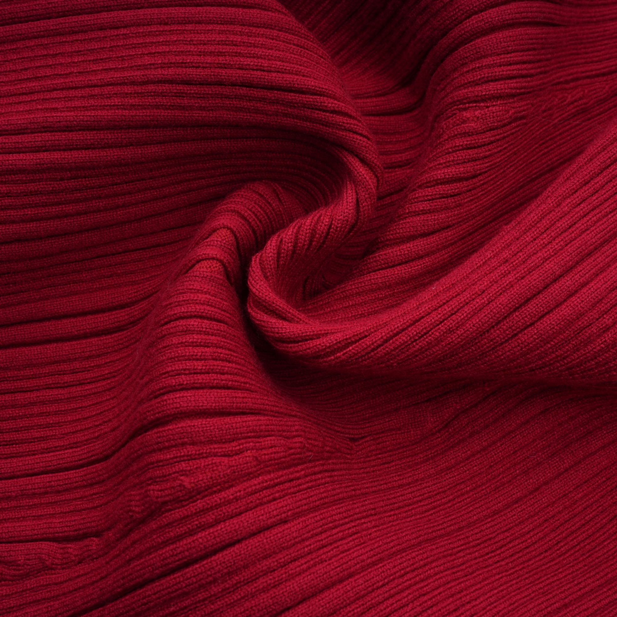 Anaxarete – Rotes, verziertes Midikleid aus Strick