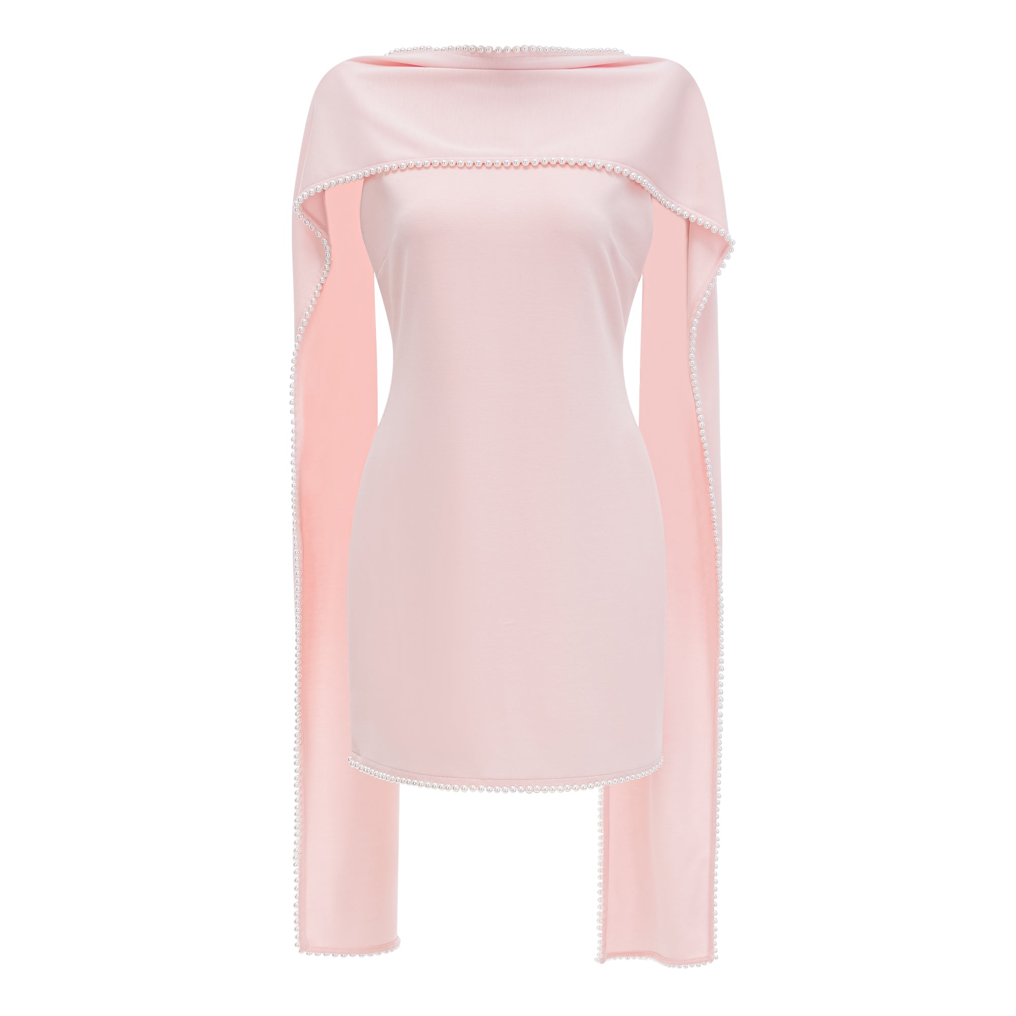 Piroska Pink Ärmelloses Minikleid mit Perlenbesatz