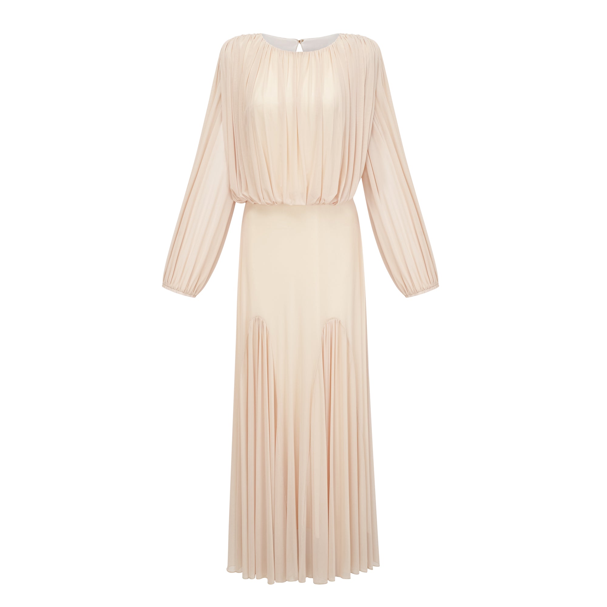 Annabelle Gelbes Maxikleid mit Laternenärmeln und Plissee