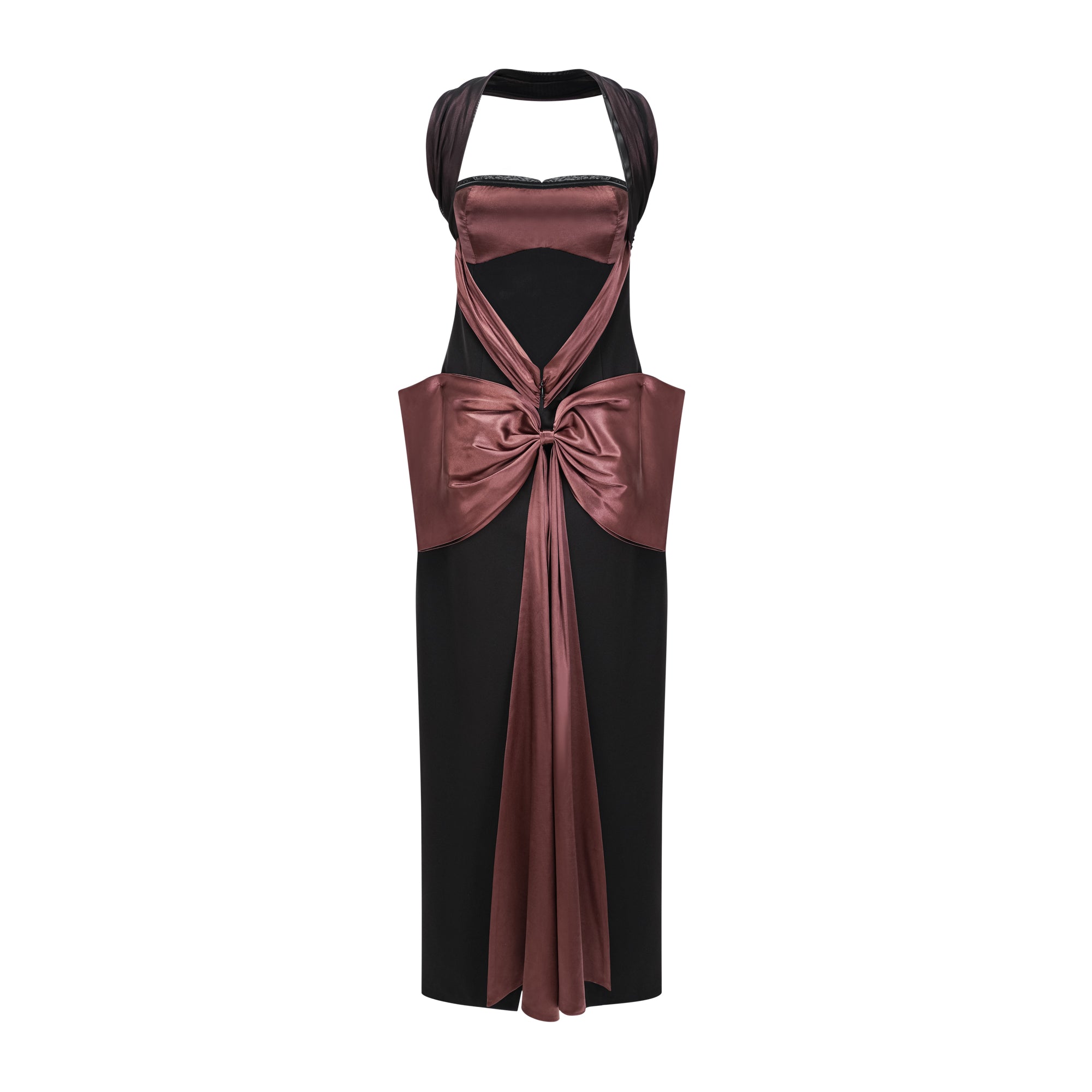 Miriam Black Open Back Maxi Gown with Bow