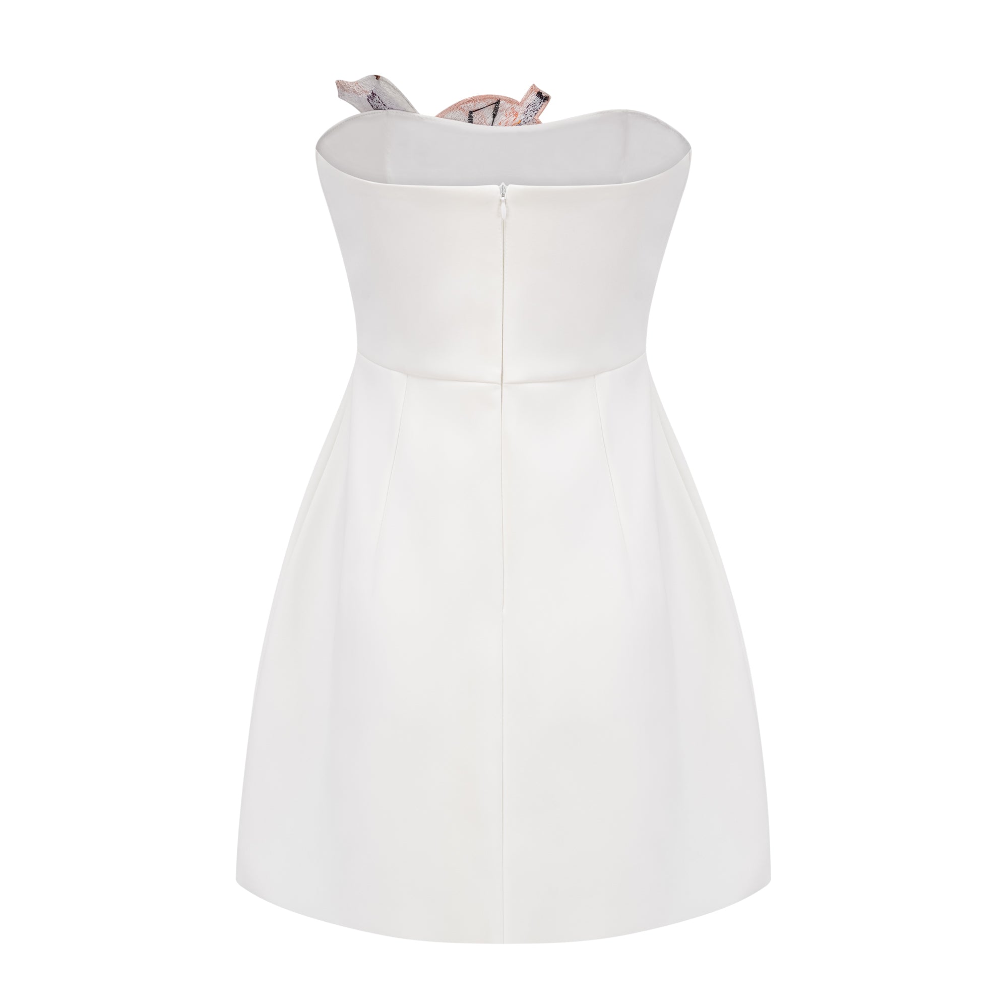 Automne Weißes, blumengesticktes Minikleid