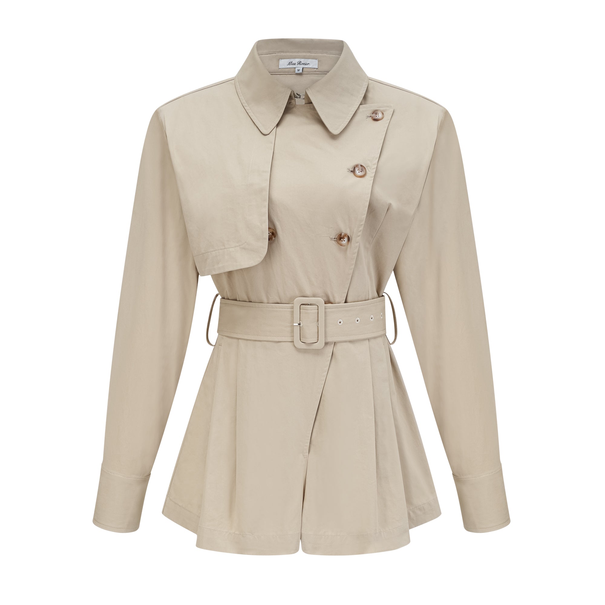 Priscille Khaki Asymmetrical Trench Style Playsuit
