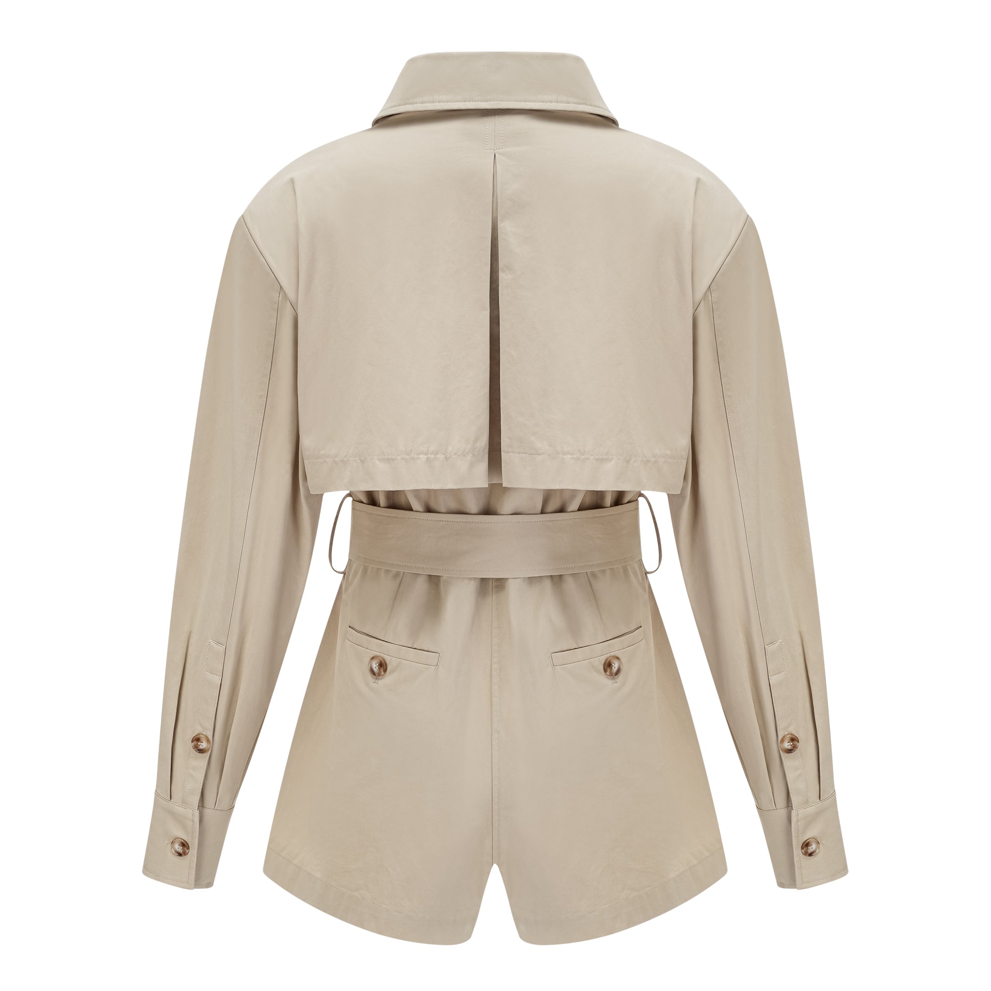 Priscille Khaki Asymmetrical Trench Style Playsuit