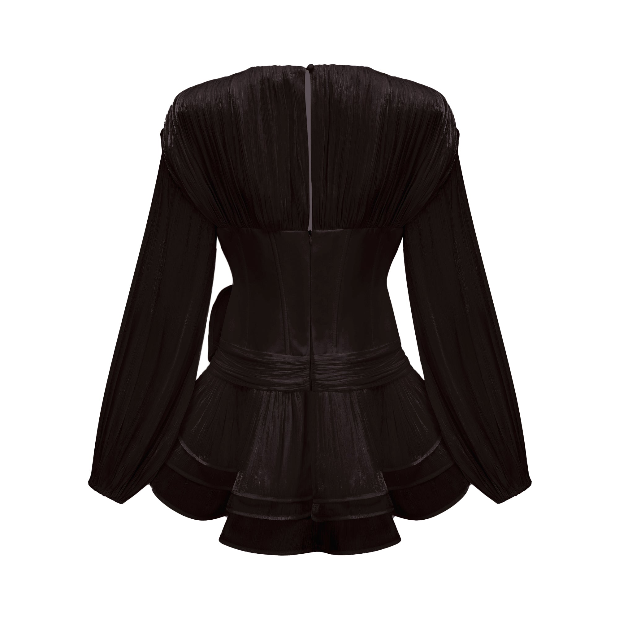 miss rosier ブラックショートワンピース Rosier Black Fully Pleated Cinched Mini Dress