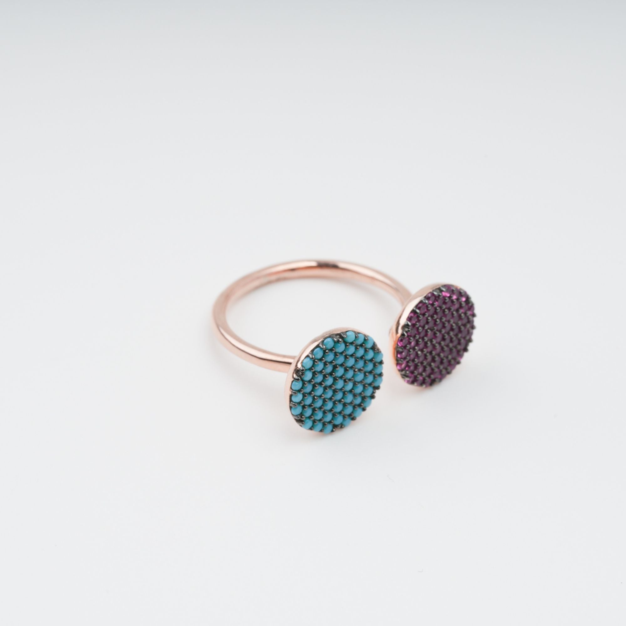 Adélaïd Two Tone Pavé-Set Adjustable Gemstone Ring