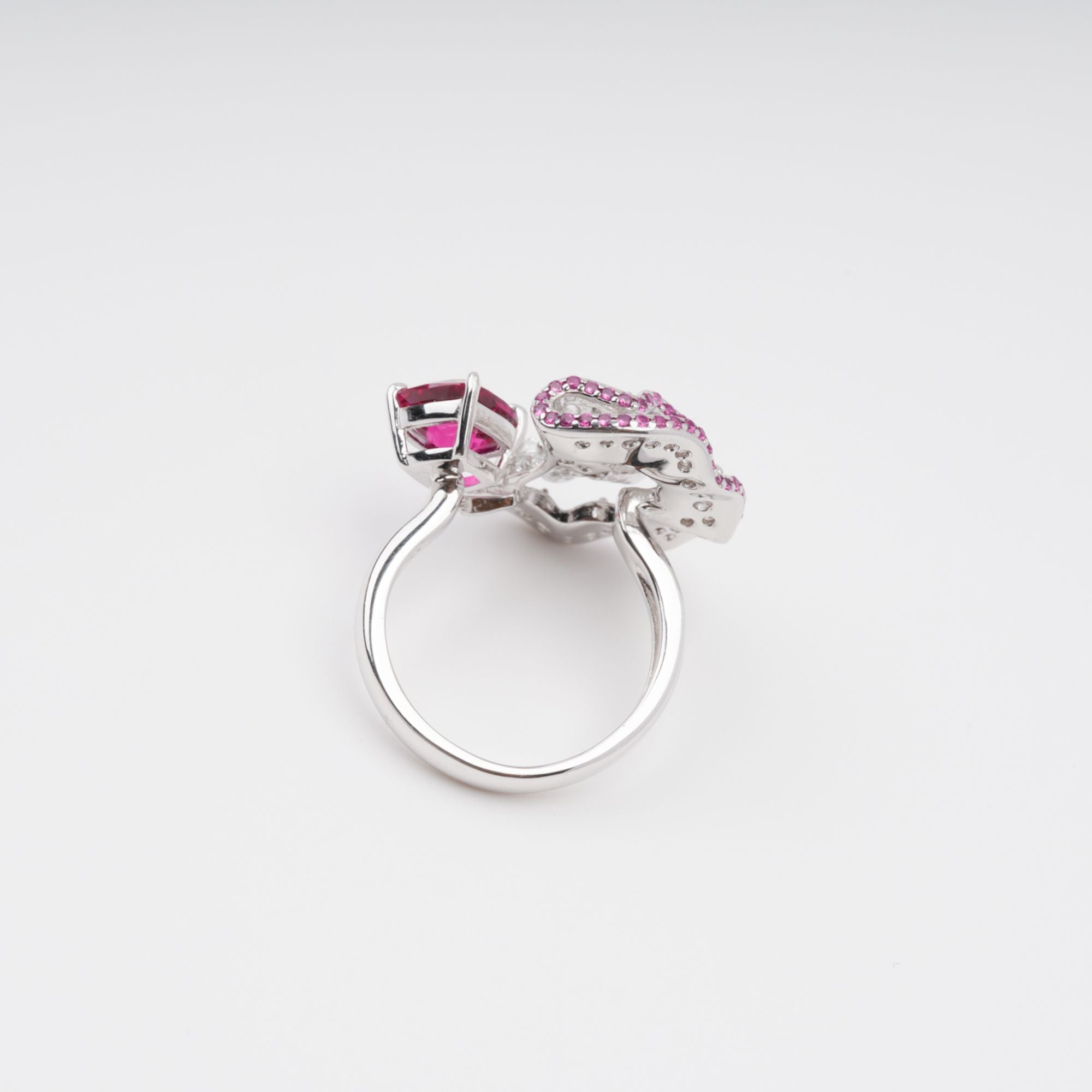 خاتم دافني روز بينك بموجة قمرية قابلة للتعديل من الفضة الإسترلينية