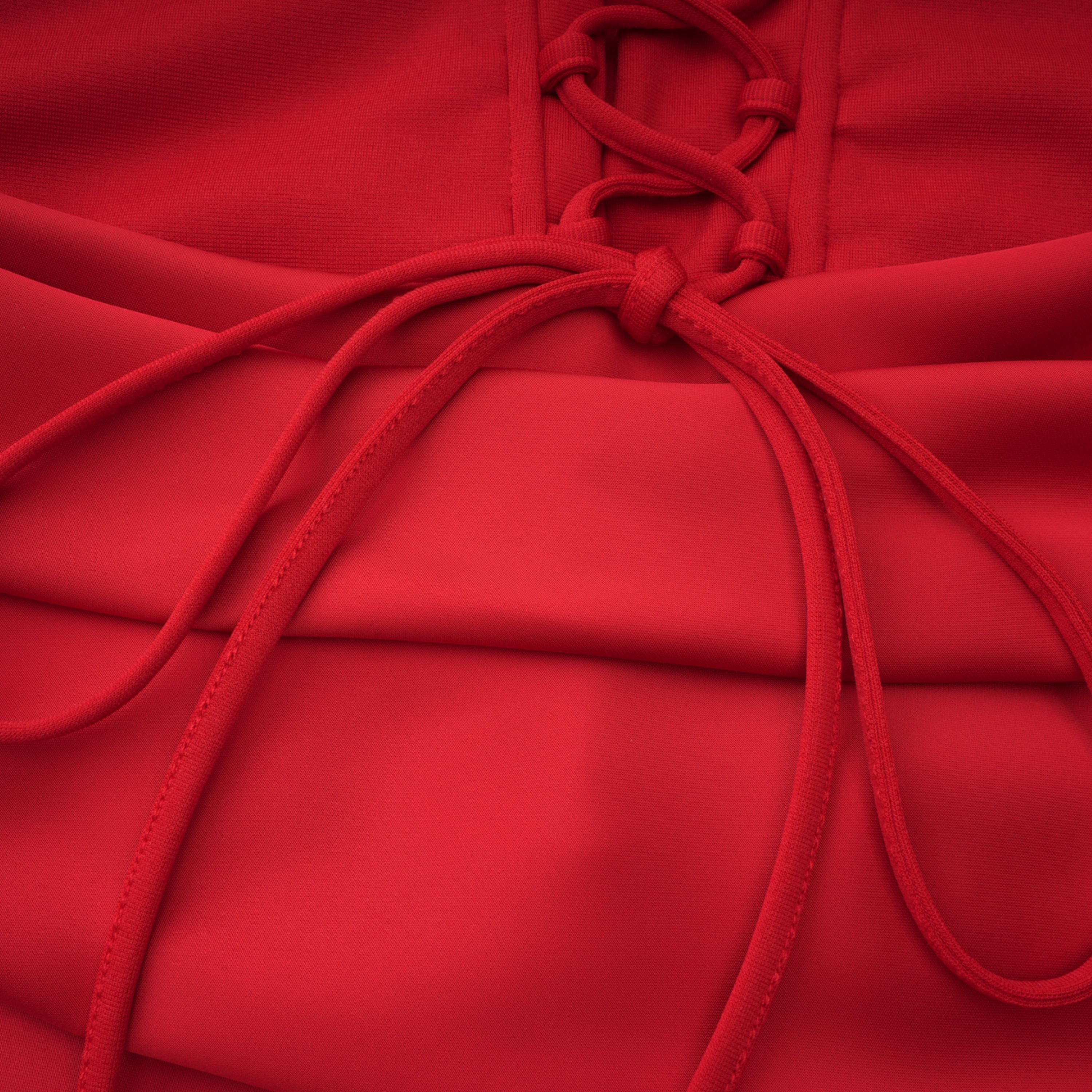 Berit Red Scarf Off Shoulder Ruched Maxi Dress