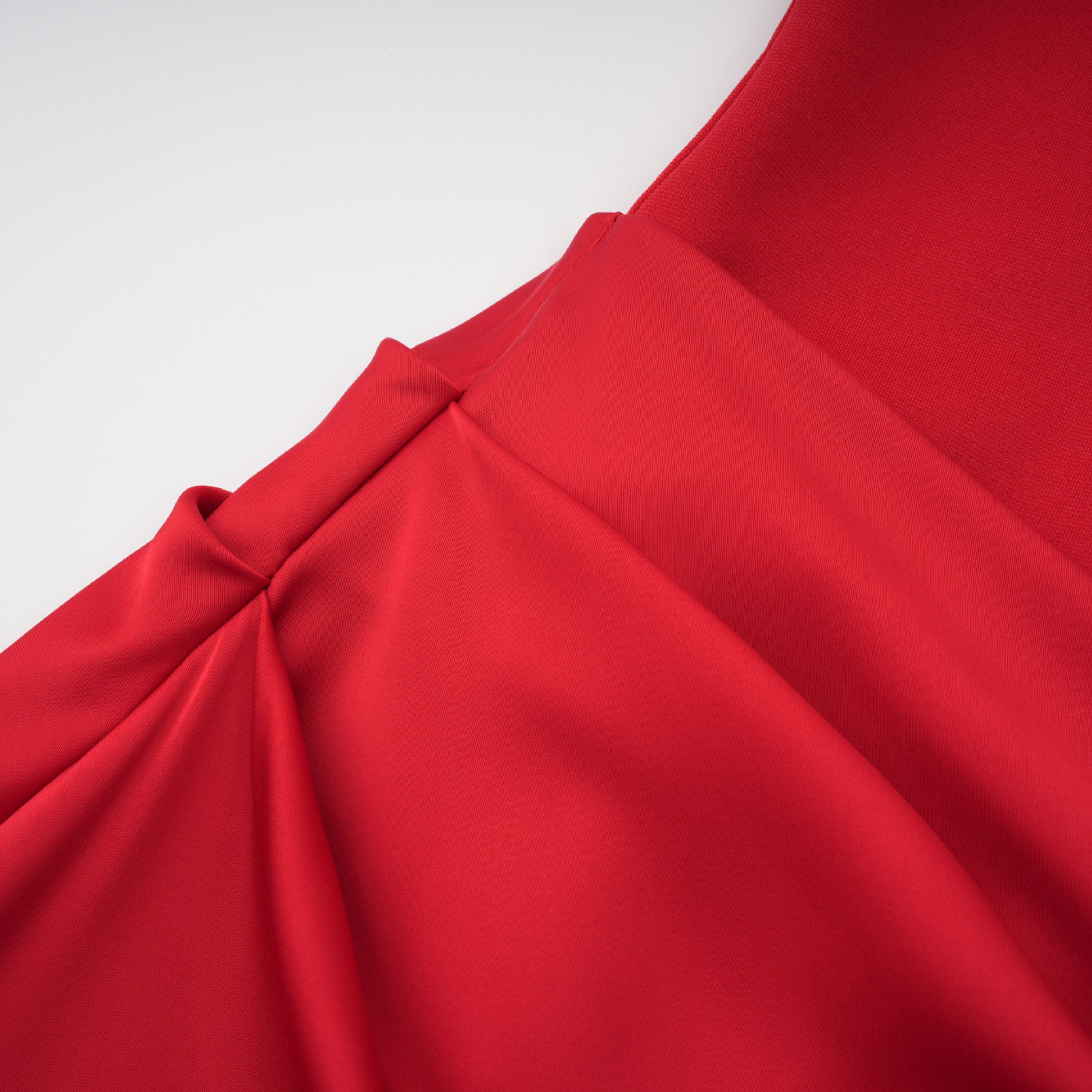 Berit Red Scarf Off Shoulder Ruched Maxi Dress