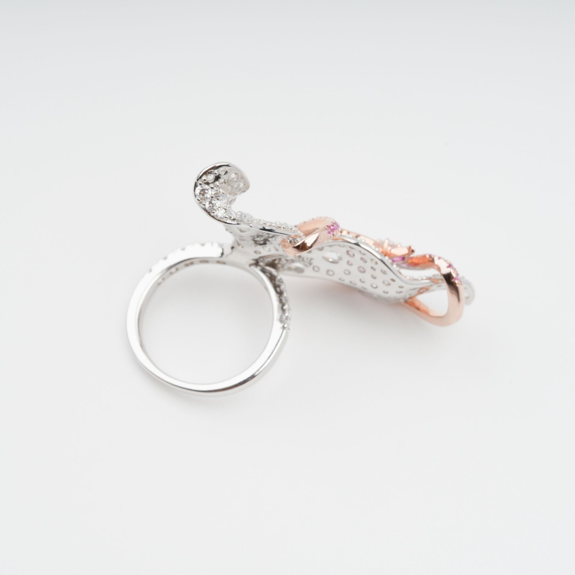 Ringset aus Sterlingsilber mit rosafarbenem Scintillement-Kristall (3-teilig)