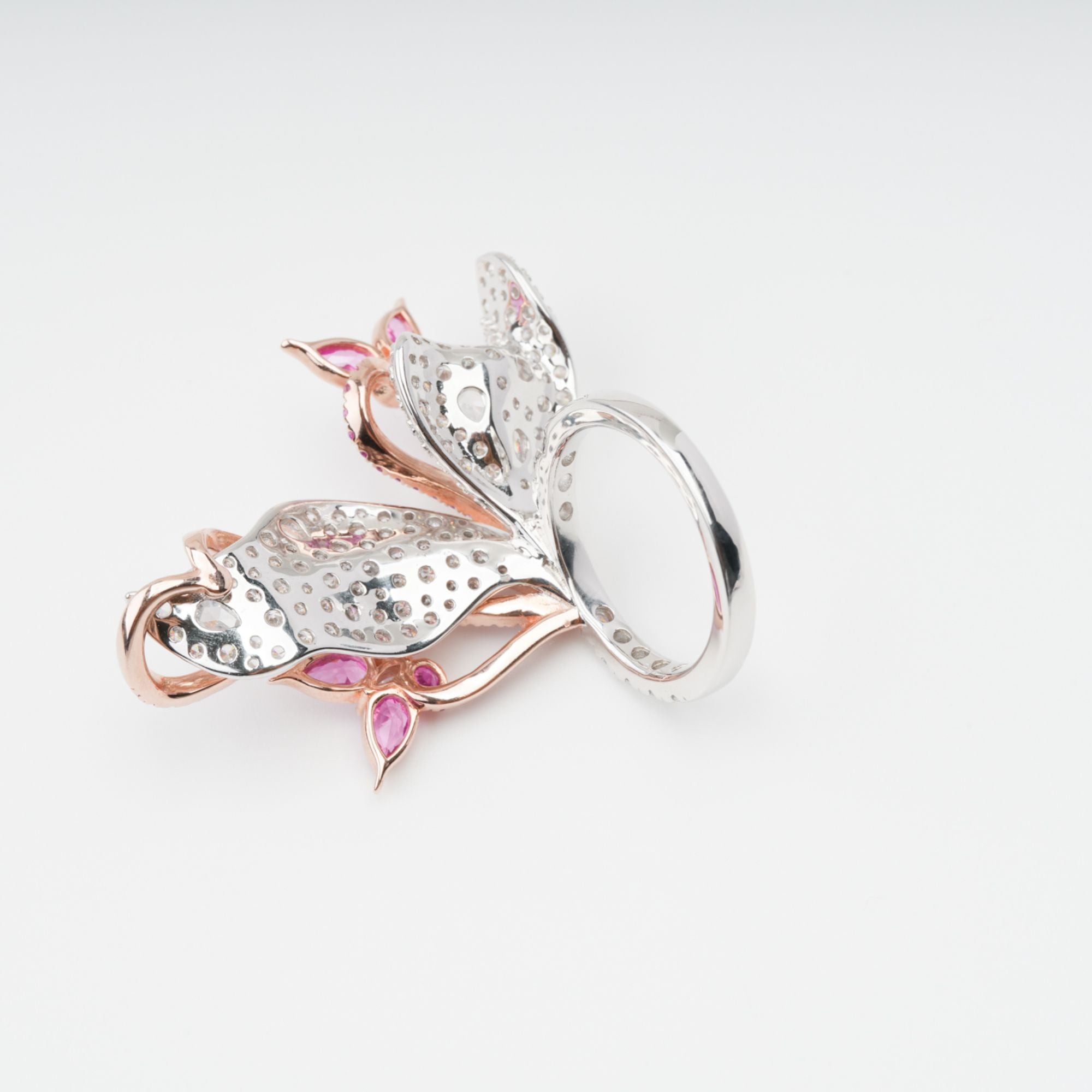 Ringset aus Sterlingsilber mit rosafarbenem Scintillement-Kristall (3-teilig)