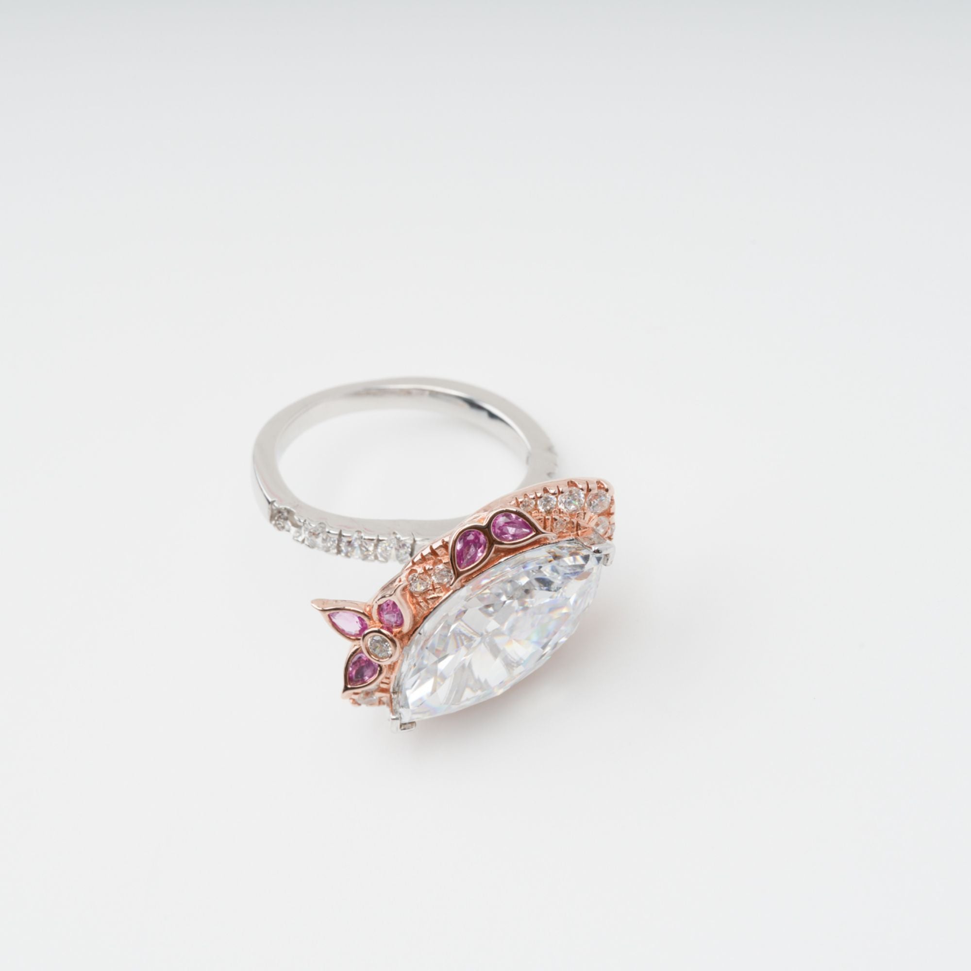 Ringset aus Sterlingsilber mit rosafarbenem Scintillement-Kristall (3-teilig)