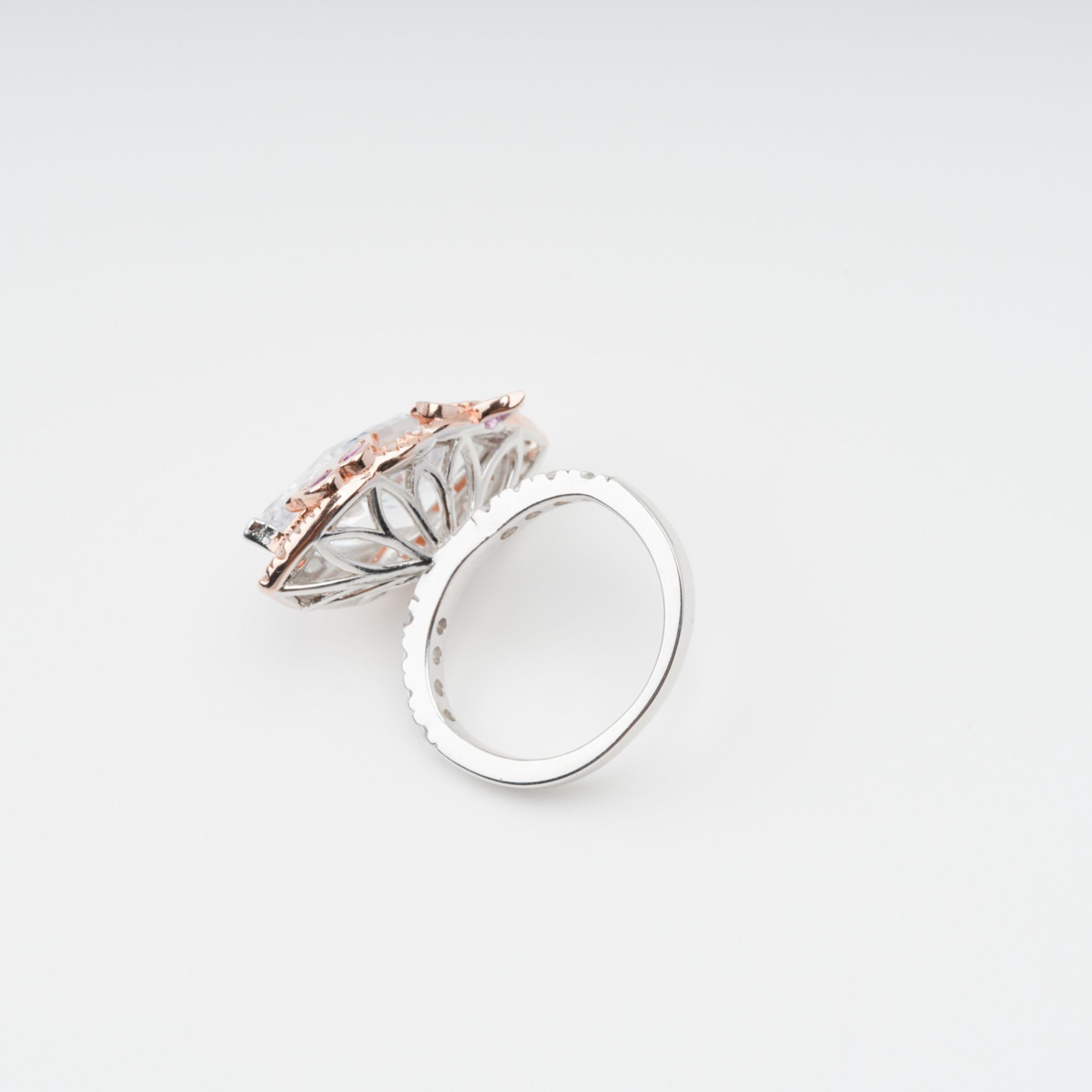 Ringset aus Sterlingsilber mit rosafarbenem Scintillement-Kristall (3-teilig)