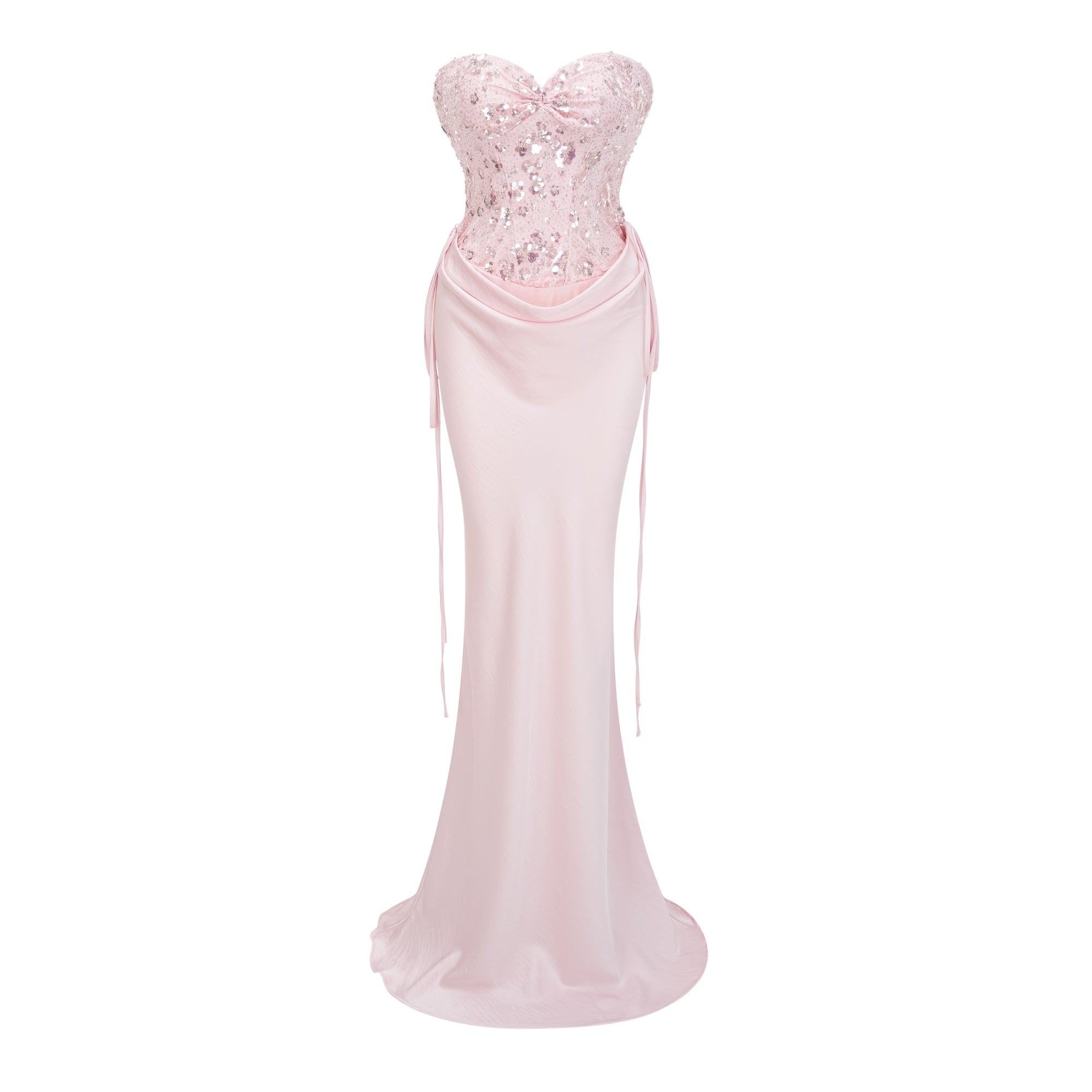 Teodora Pink Corseted Bodysuit & Satin Skirt Set