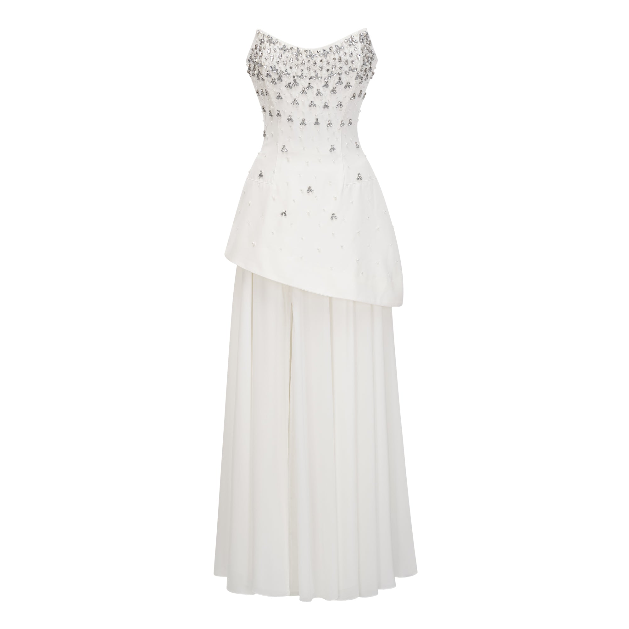 Melisande White Embellished Dress & Skirt Set