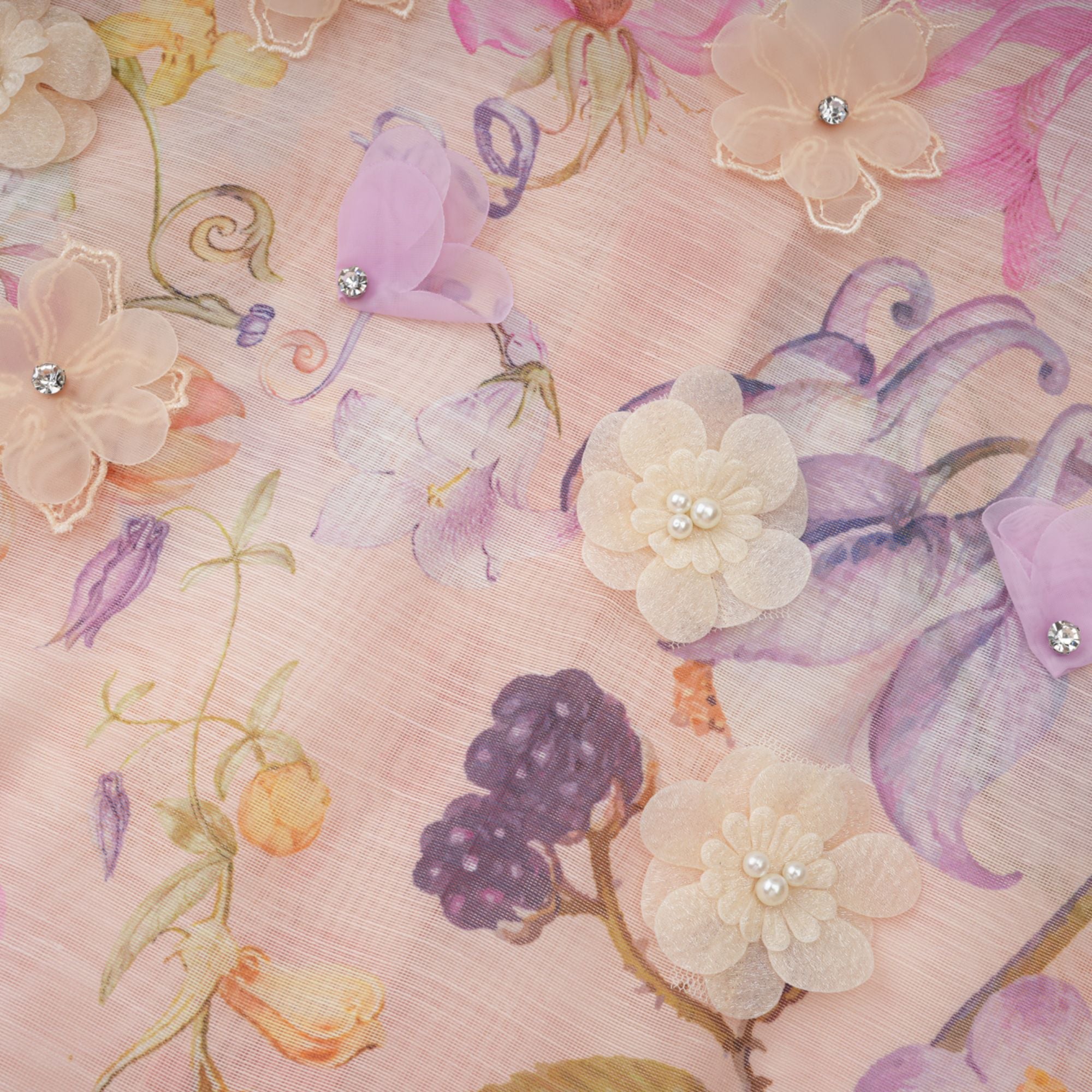 فستان دلفين ماكسي بطبعة زهور وردية