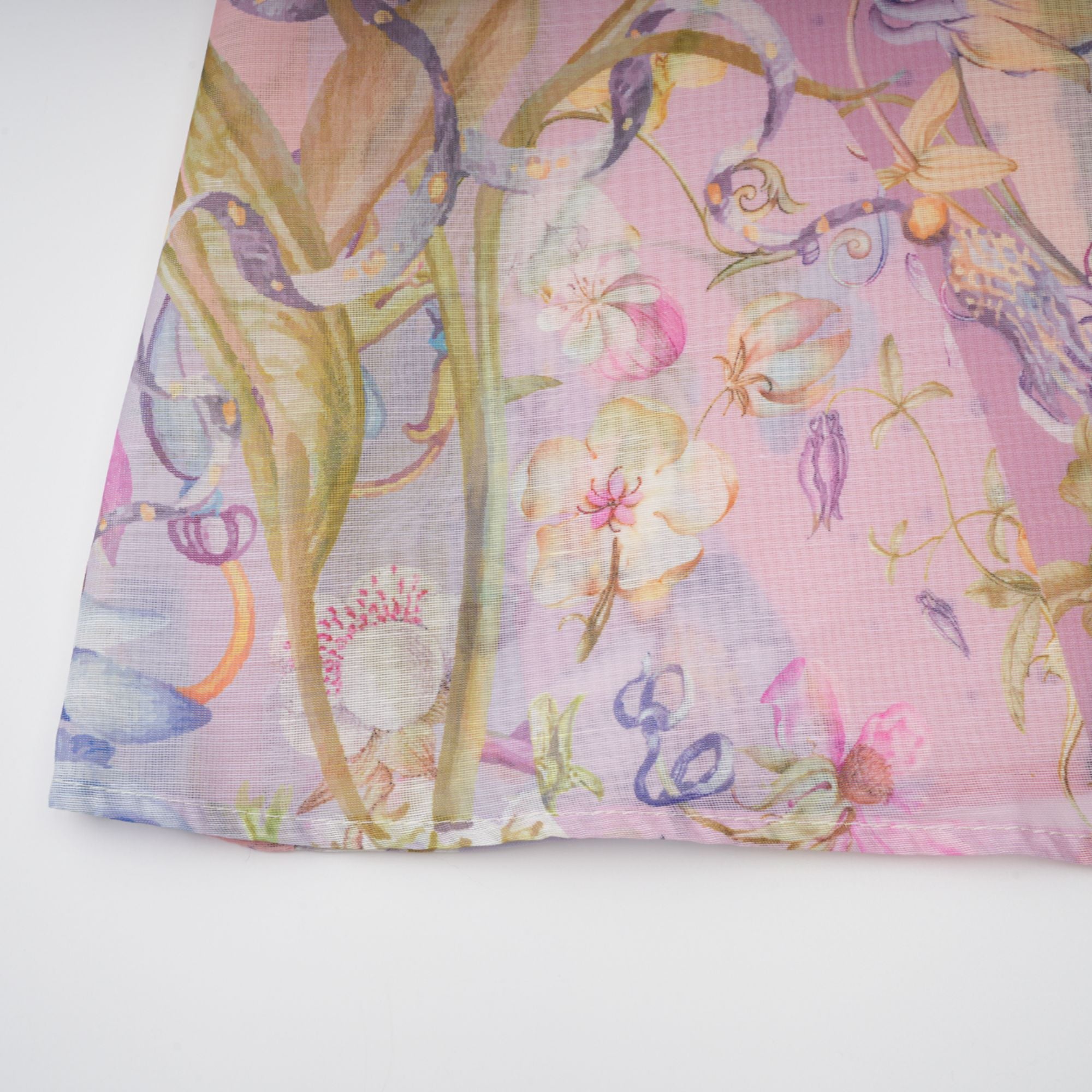 فستان دلفين ماكسي بطبعة زهور وردية