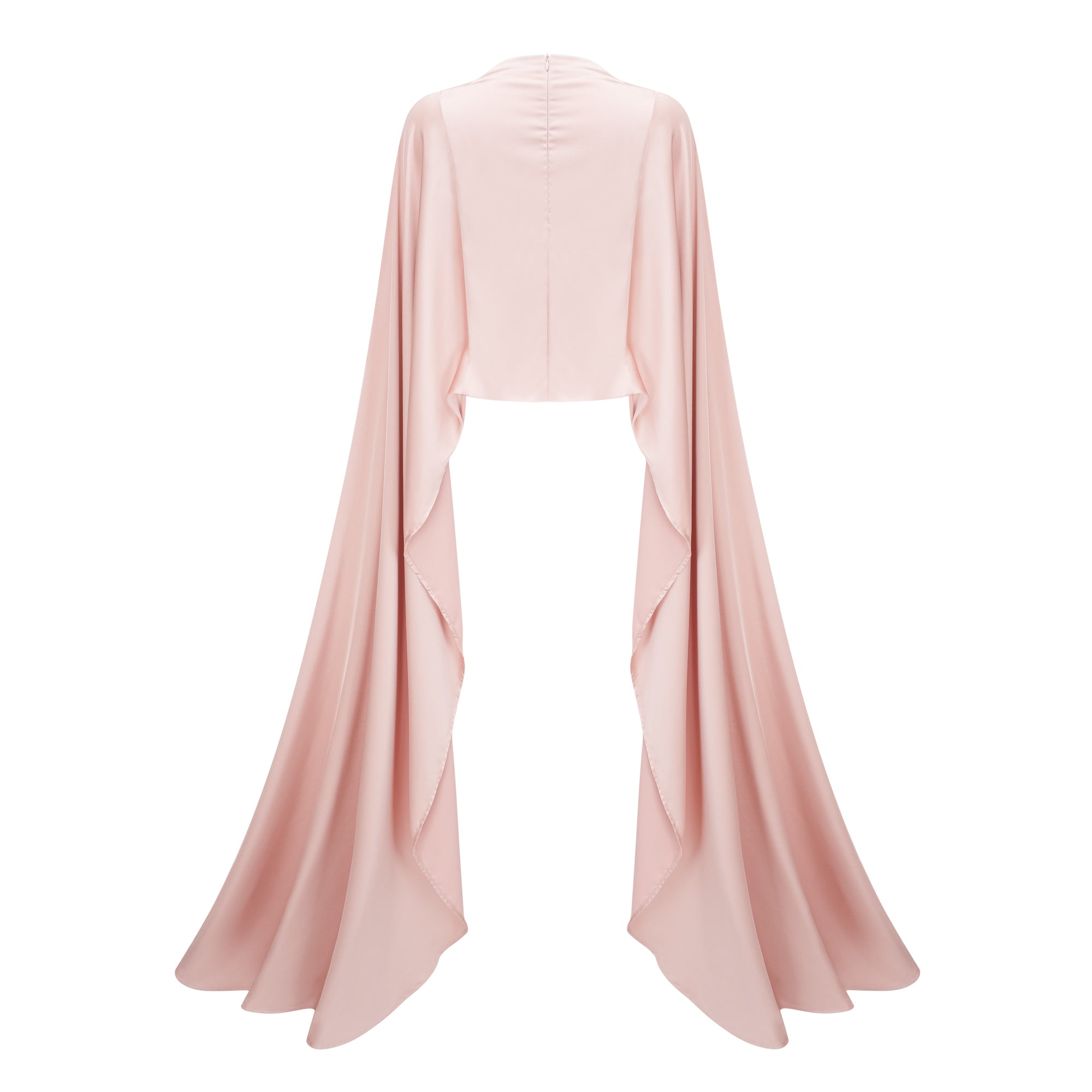 Everleigh Champagnerfarbenes Set aus Oberteil und Rock aus Satin mit Cape-Detail