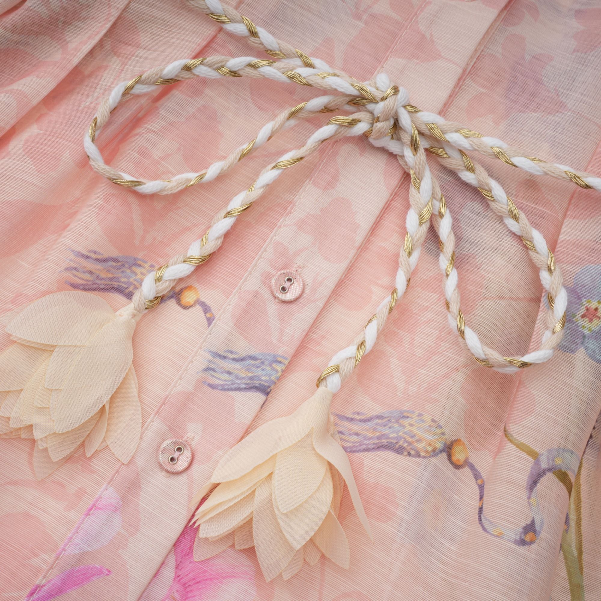 فستان دلفين ماكسي بطبعة زهور وردية