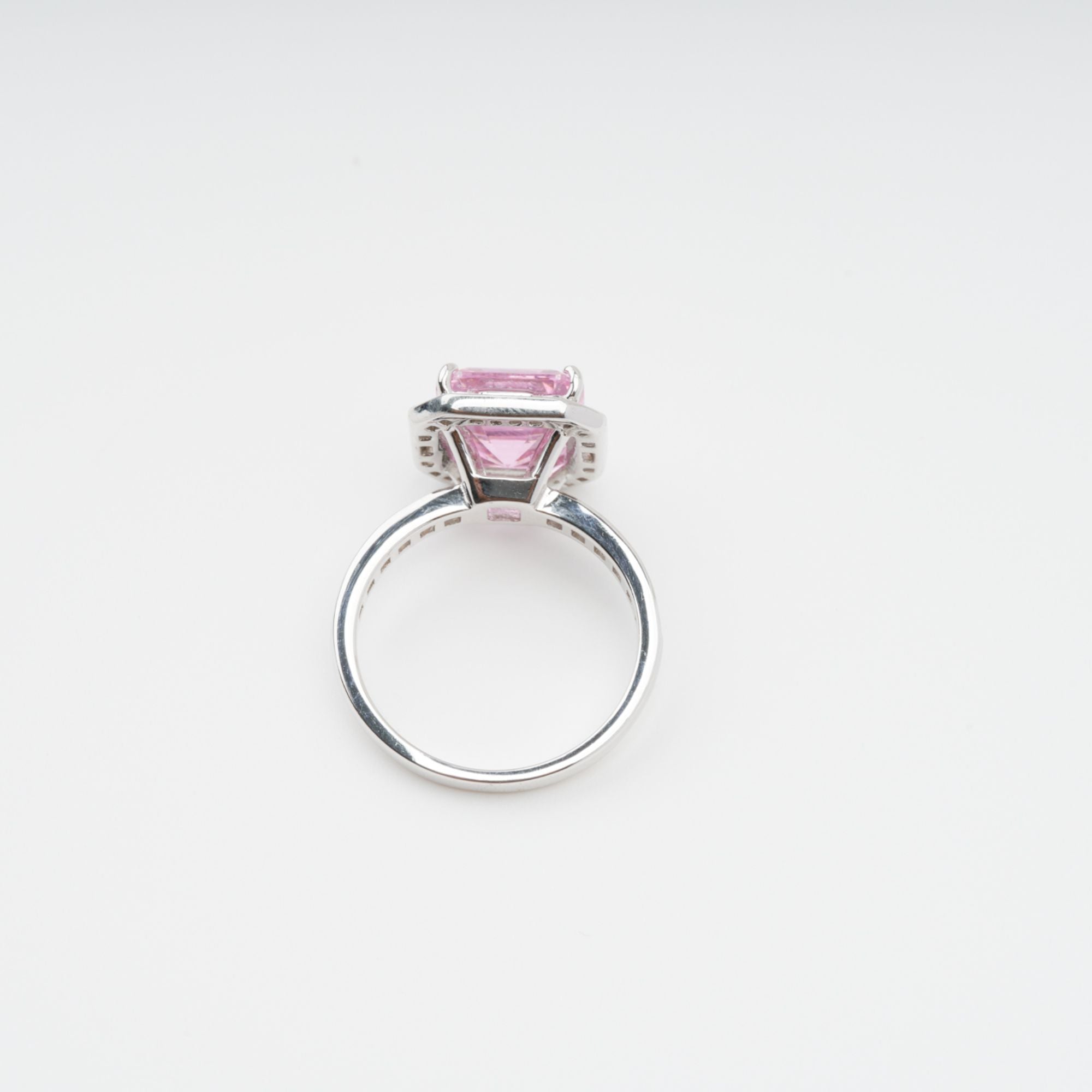 Hélène Pink Emerald Cut Zircon Gemstone Sterling Silver Ring