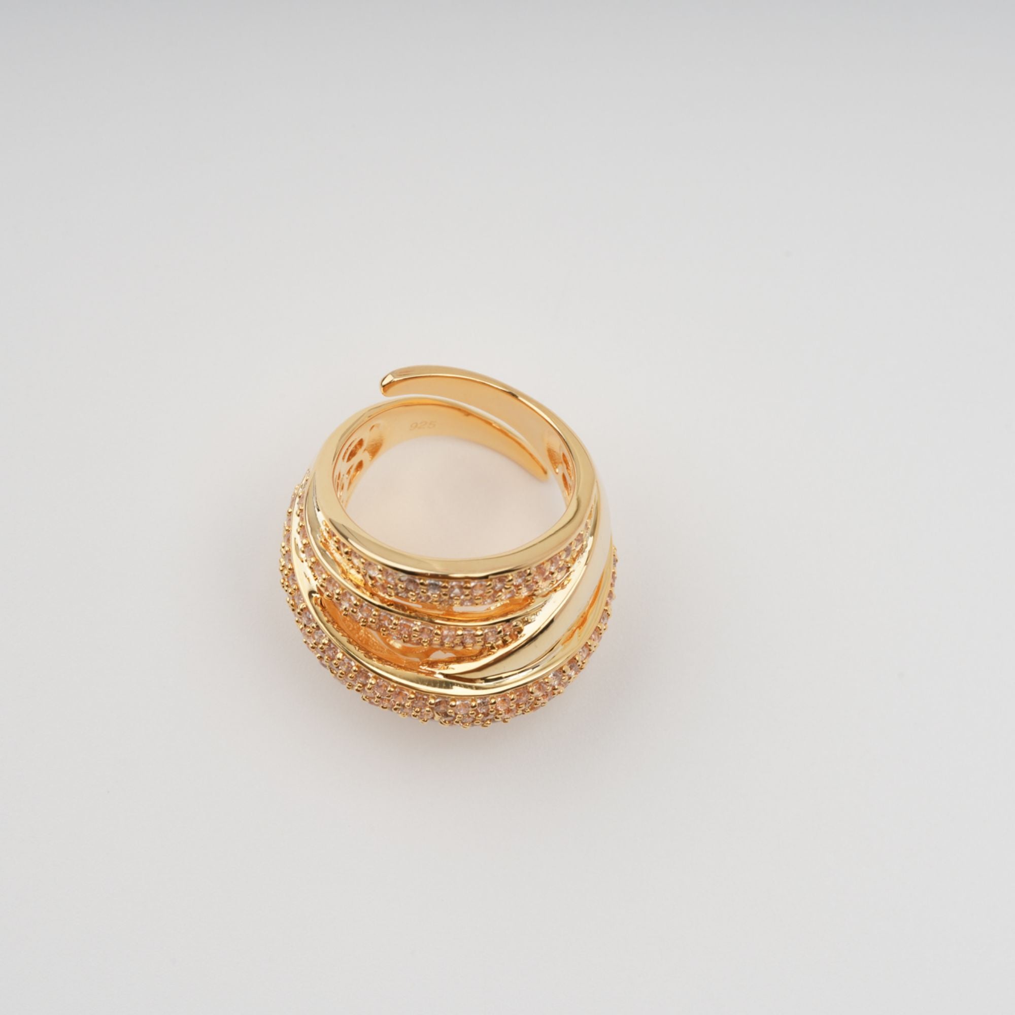 خاتم إنجم الذهبي متعدد الأشرطة قابل للتعديل من الفضة