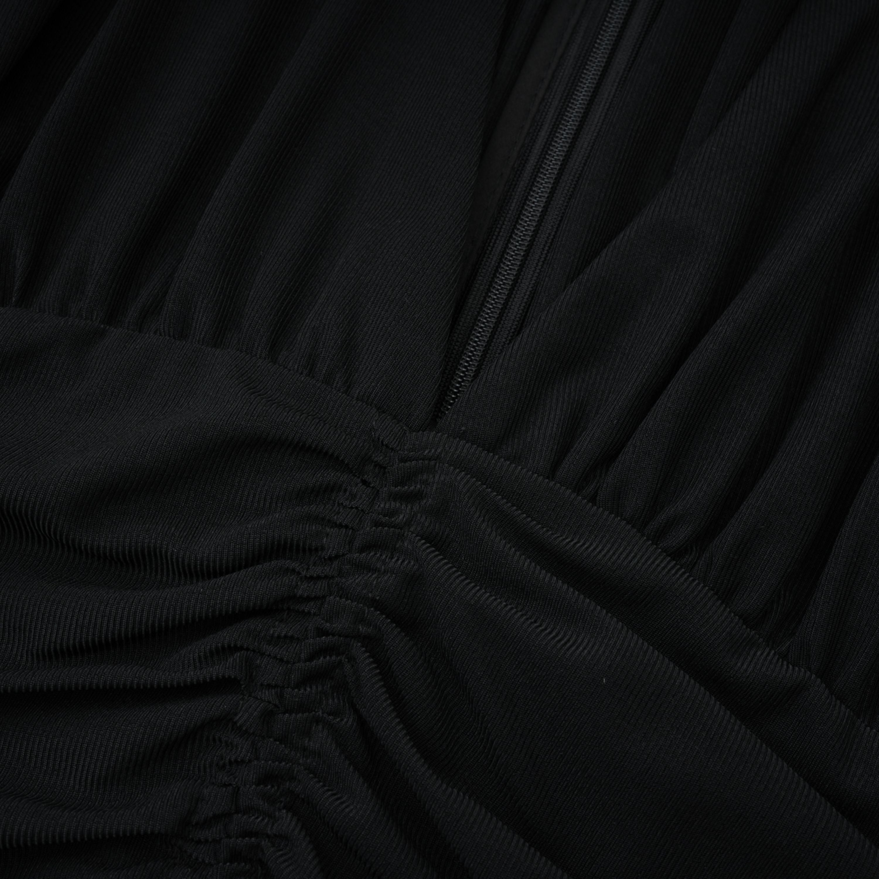 Greta Black Ruched Sheer Mesh Maxi Dress