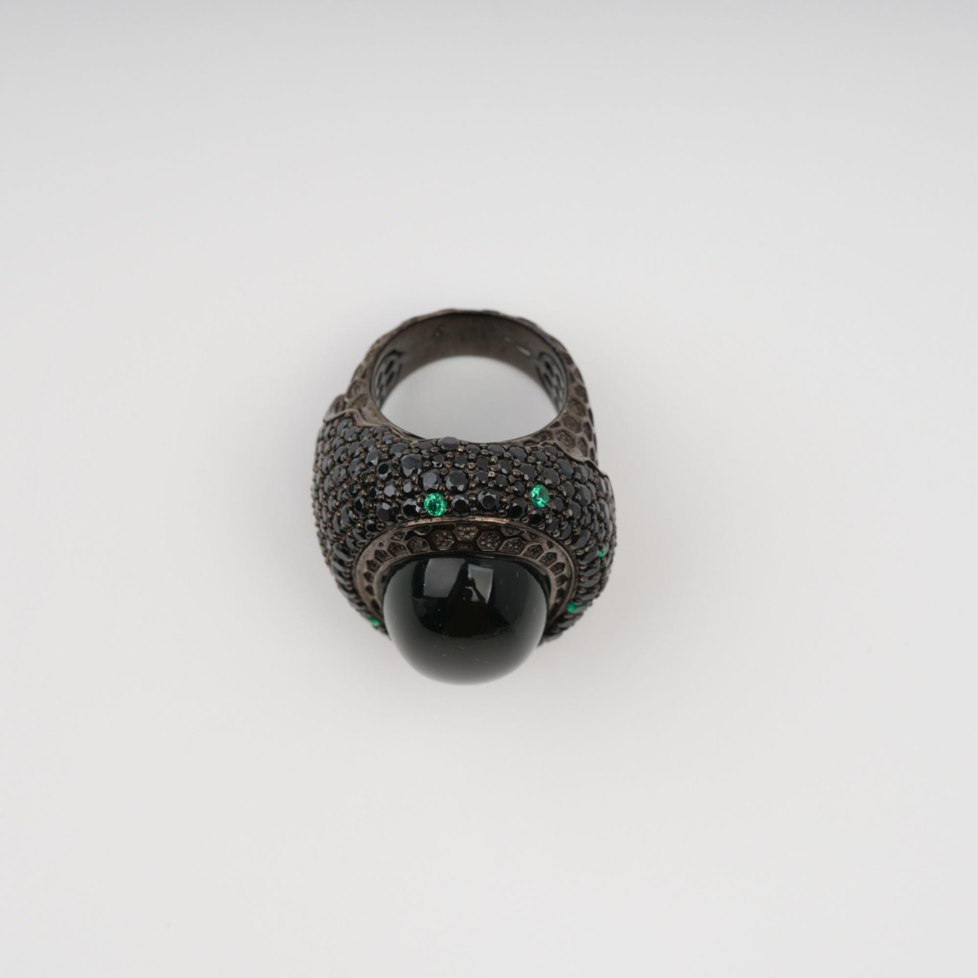 Soupir – Schwarzer, klobiger, ovaler Sterlingsilberring