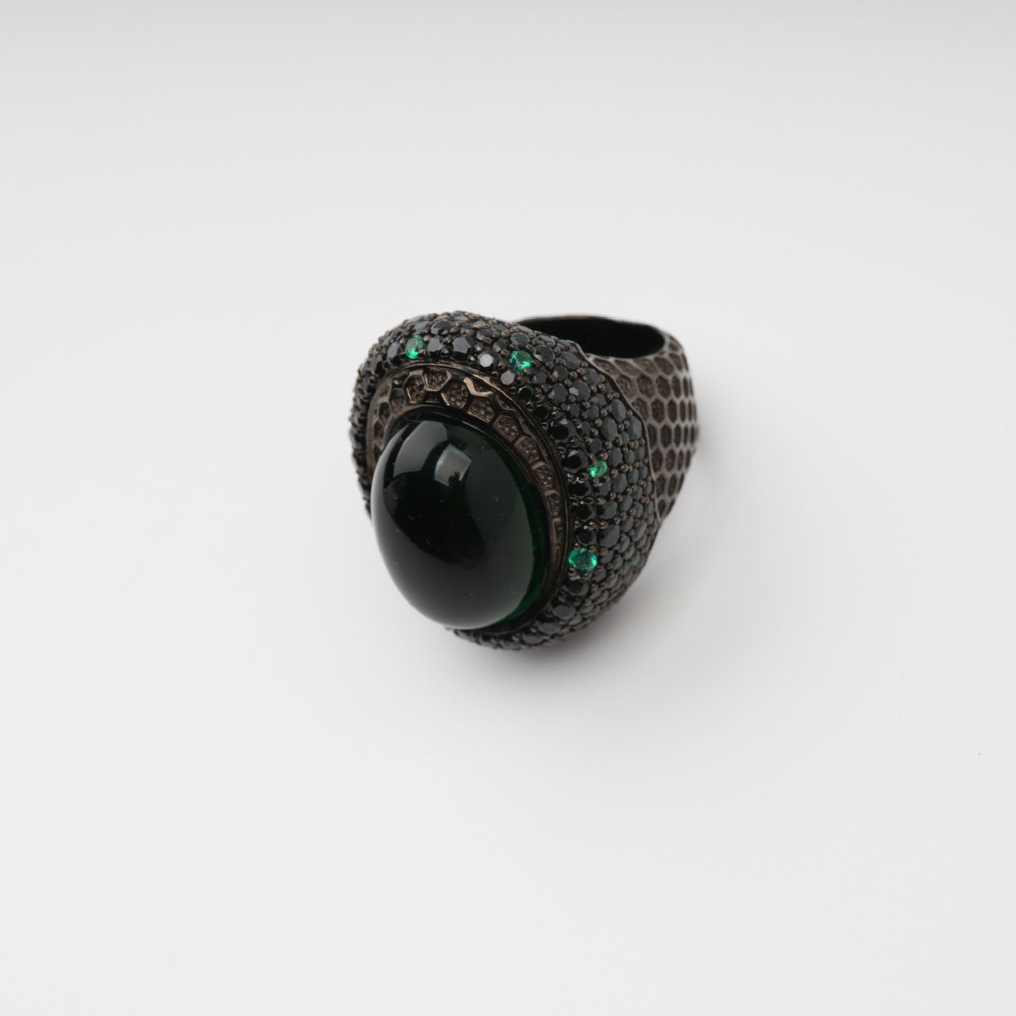 Soupir – Schwarzer, klobiger, ovaler Sterlingsilberring