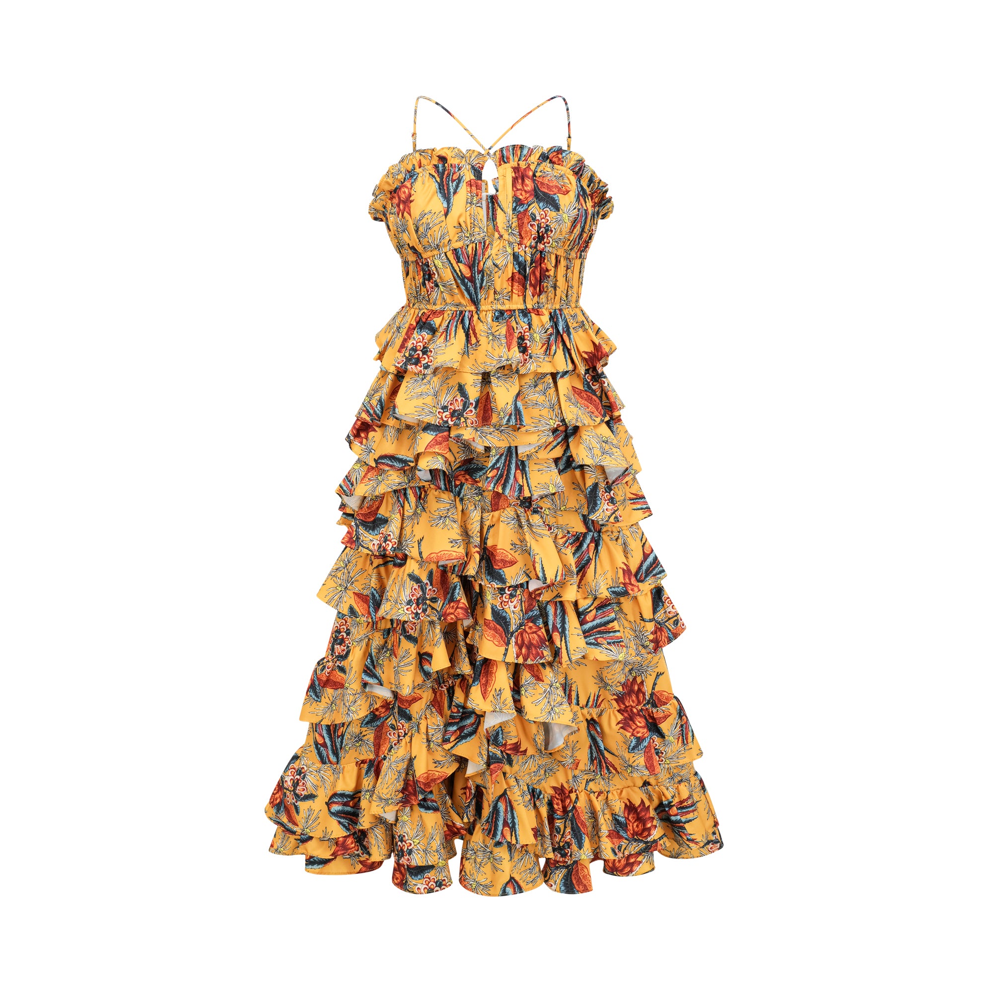 Apolline tiered-ruffled floral-printed midi dress