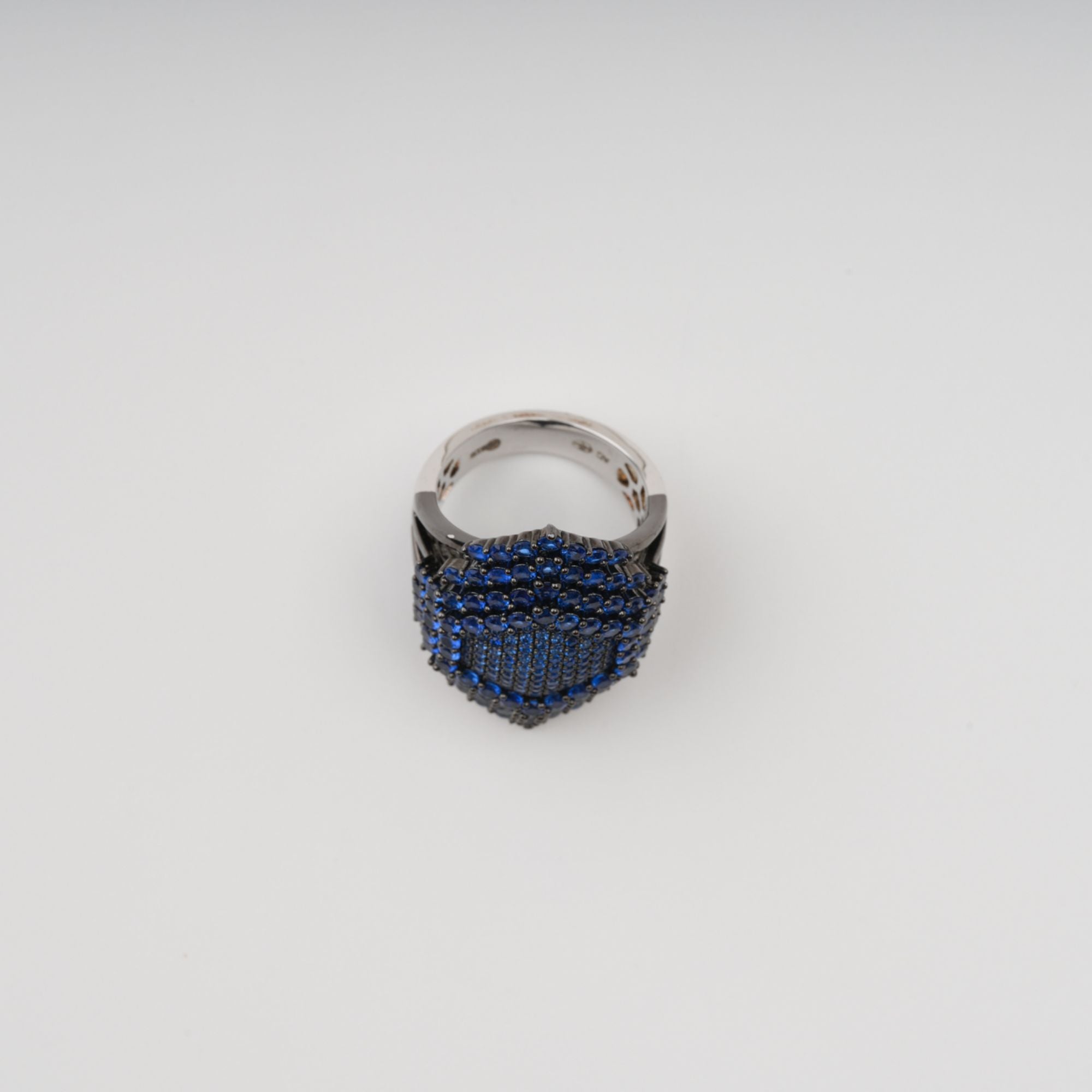 خاتم فضة إسترليني على شكل قبة زرقاء من المجرة