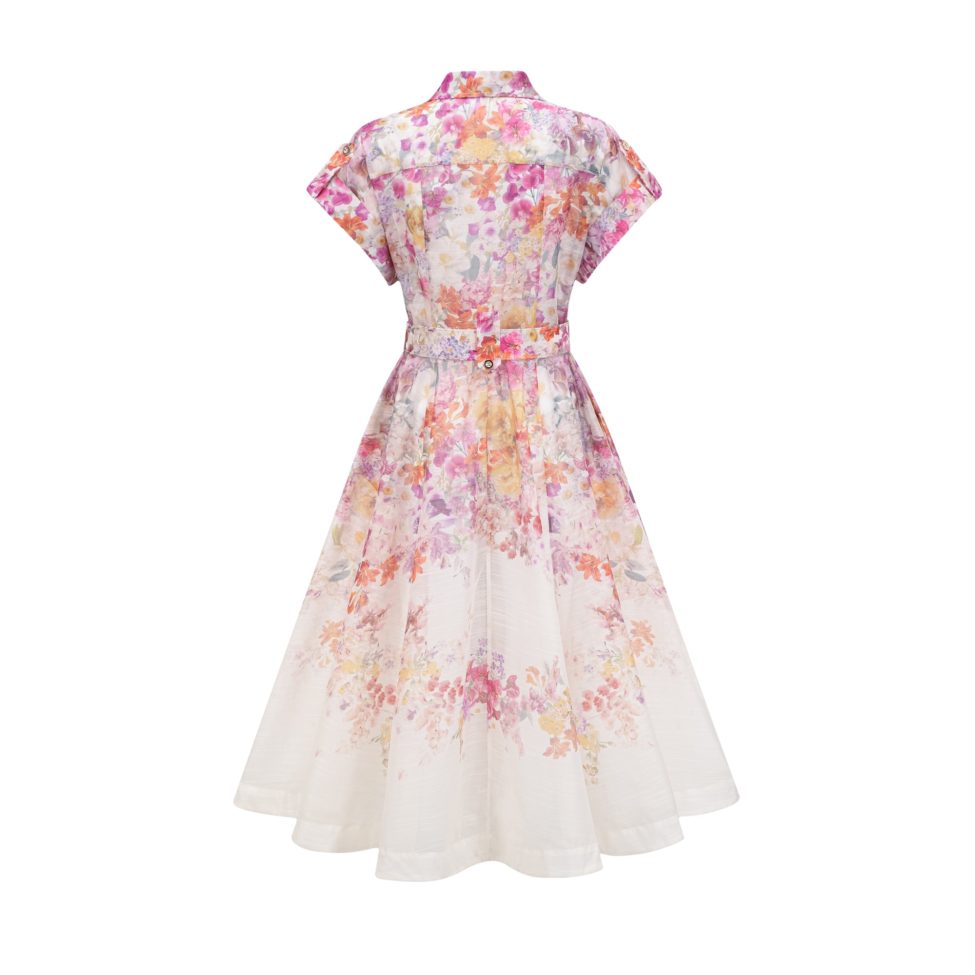 Thaïs classic-collar floral-print midi dress