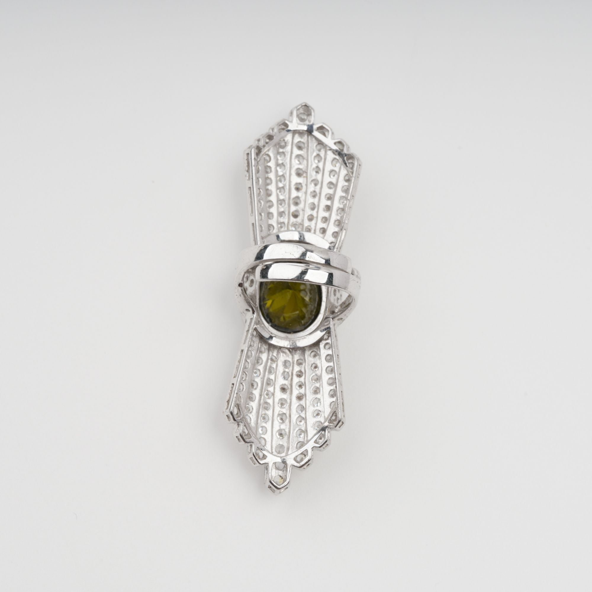 Roségrüner symmetrischer Flügel-Edelstein-Ring aus Sterlingsilber