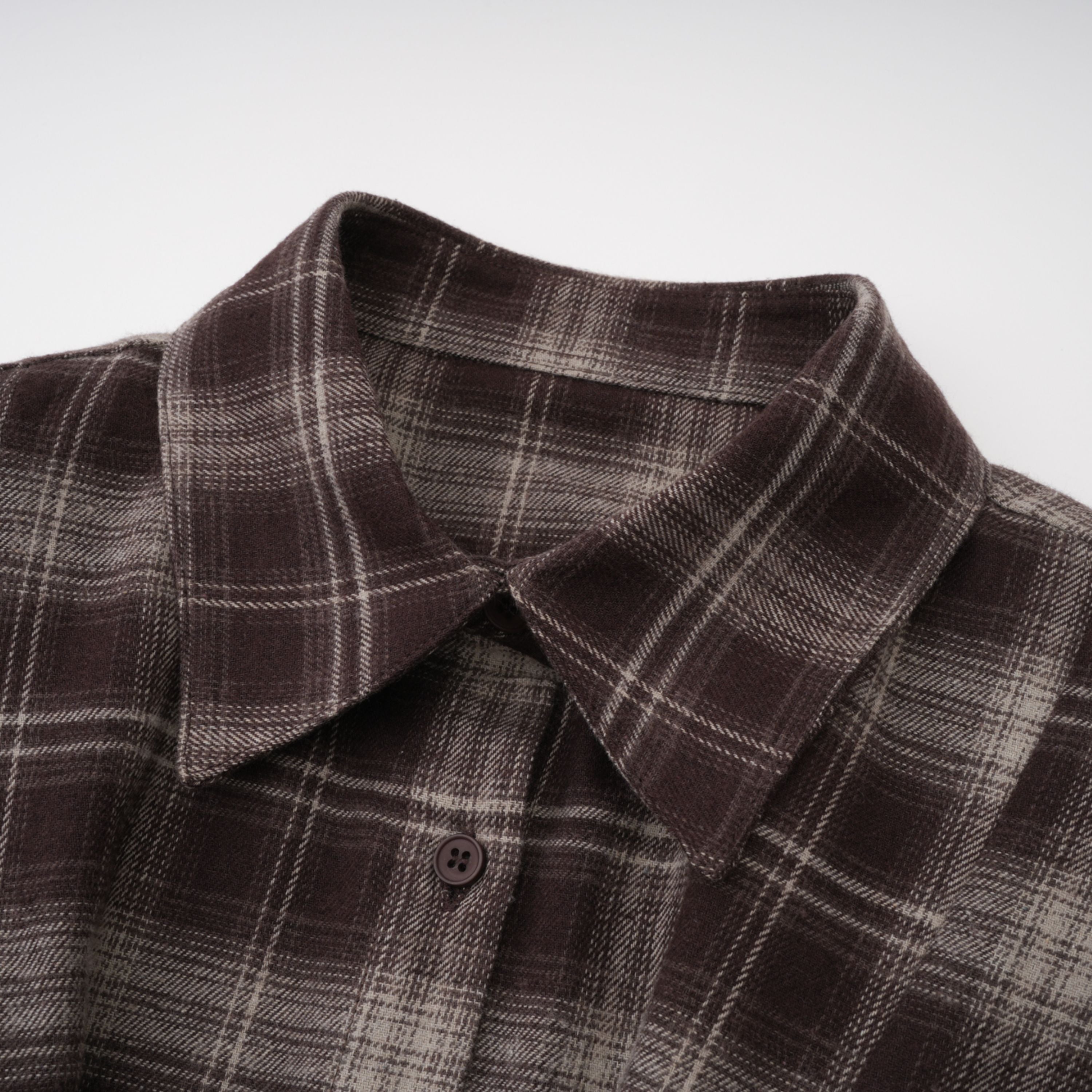 Amber Brown Plaid Tailored Cutout Blouse