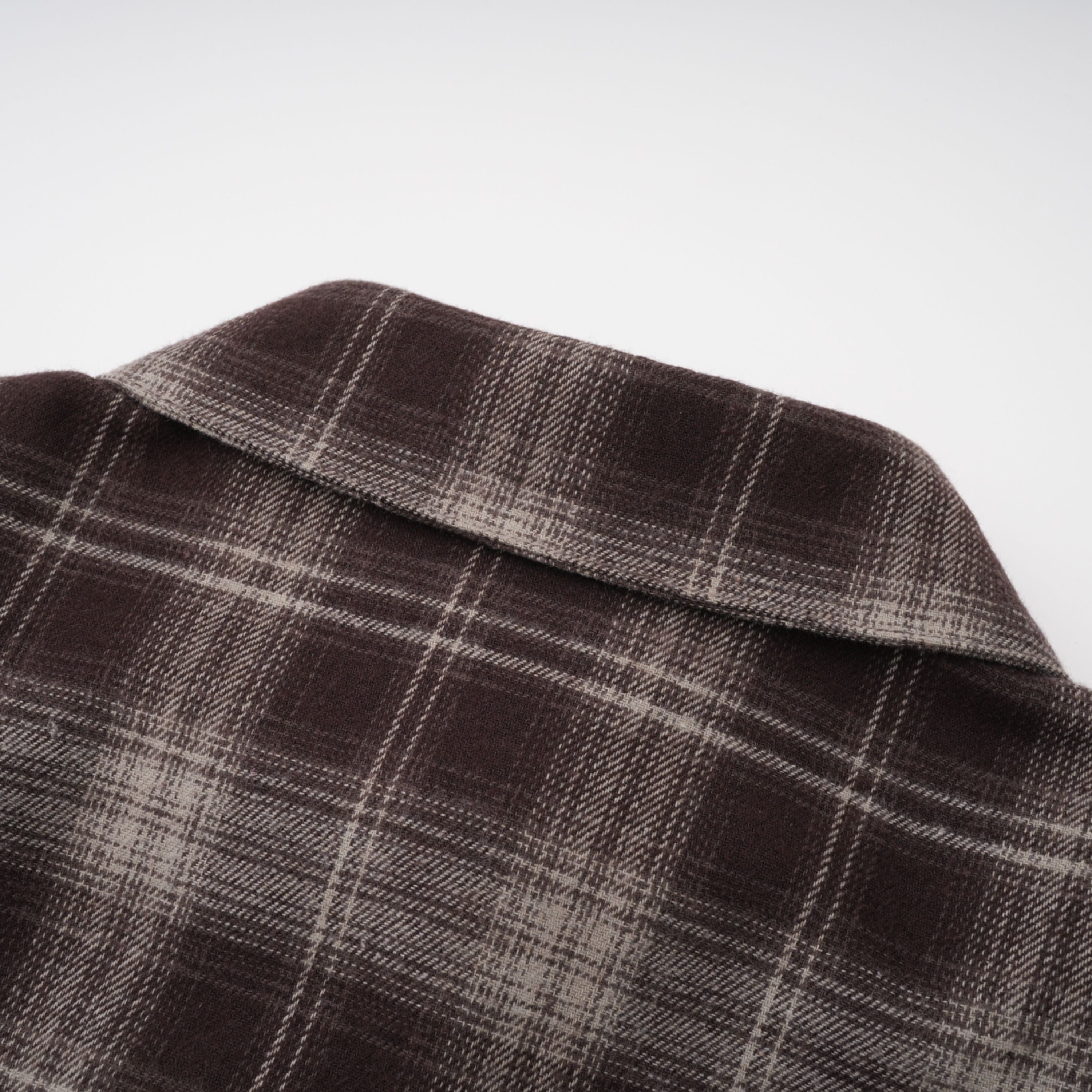 Amber Brown Plaid Tailored Cutout Blouse