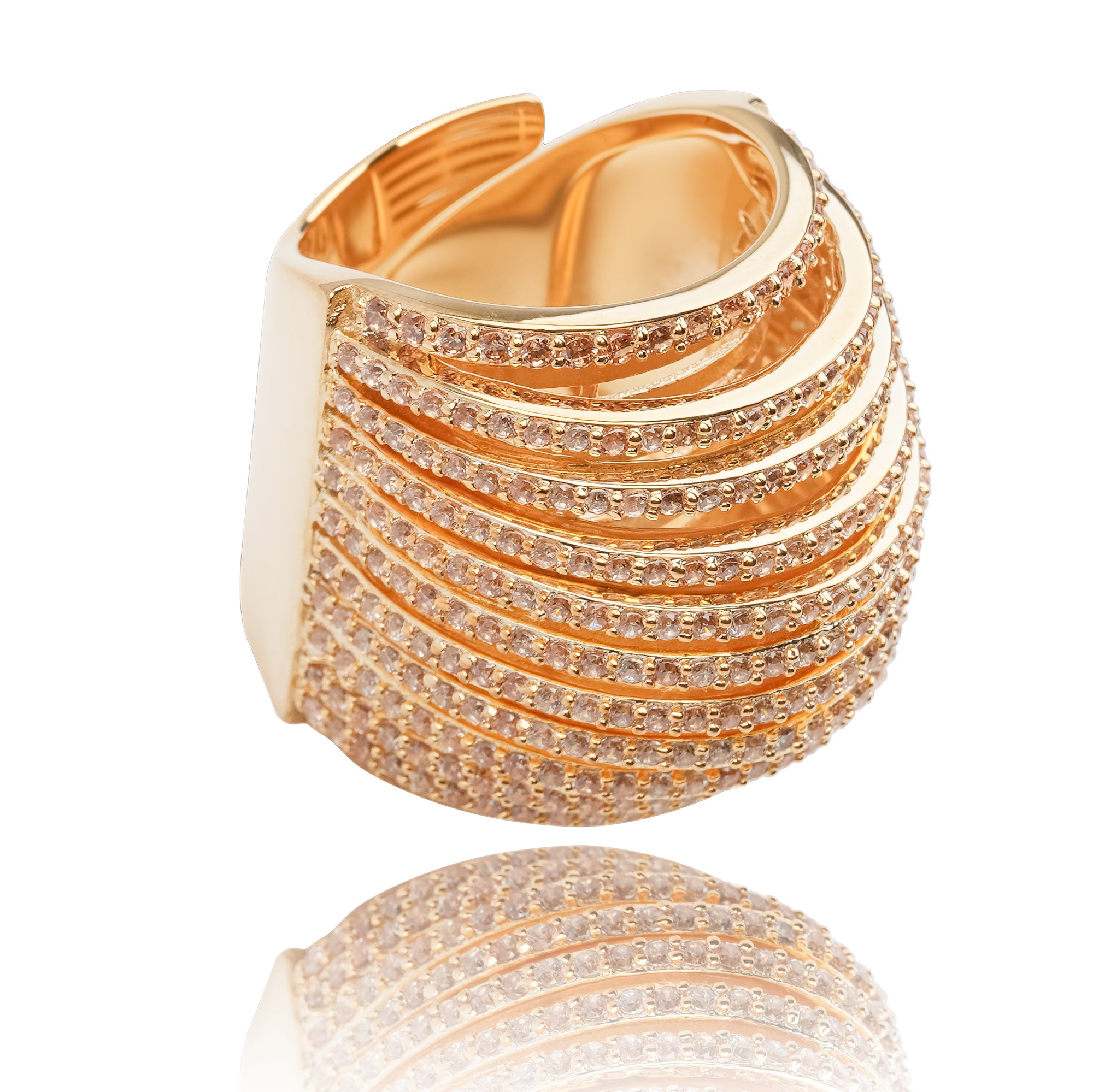 Soupir – Verstellbarer Ring aus Sterlingsilber mit mehreren Bändern in Gold