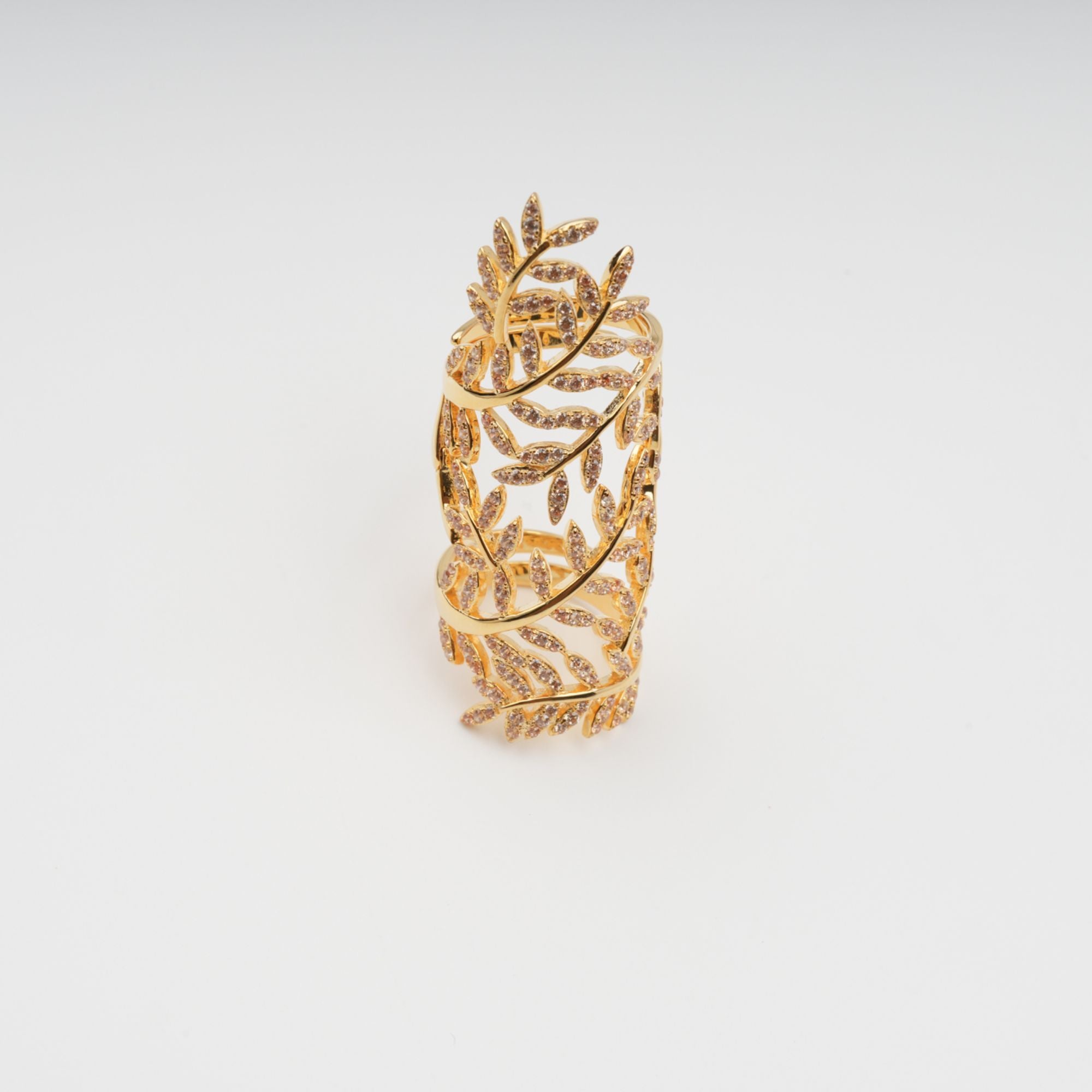 Glyphe – Verstellbarer Ring aus Sterlingsilber mit Palmenblättern in Gold