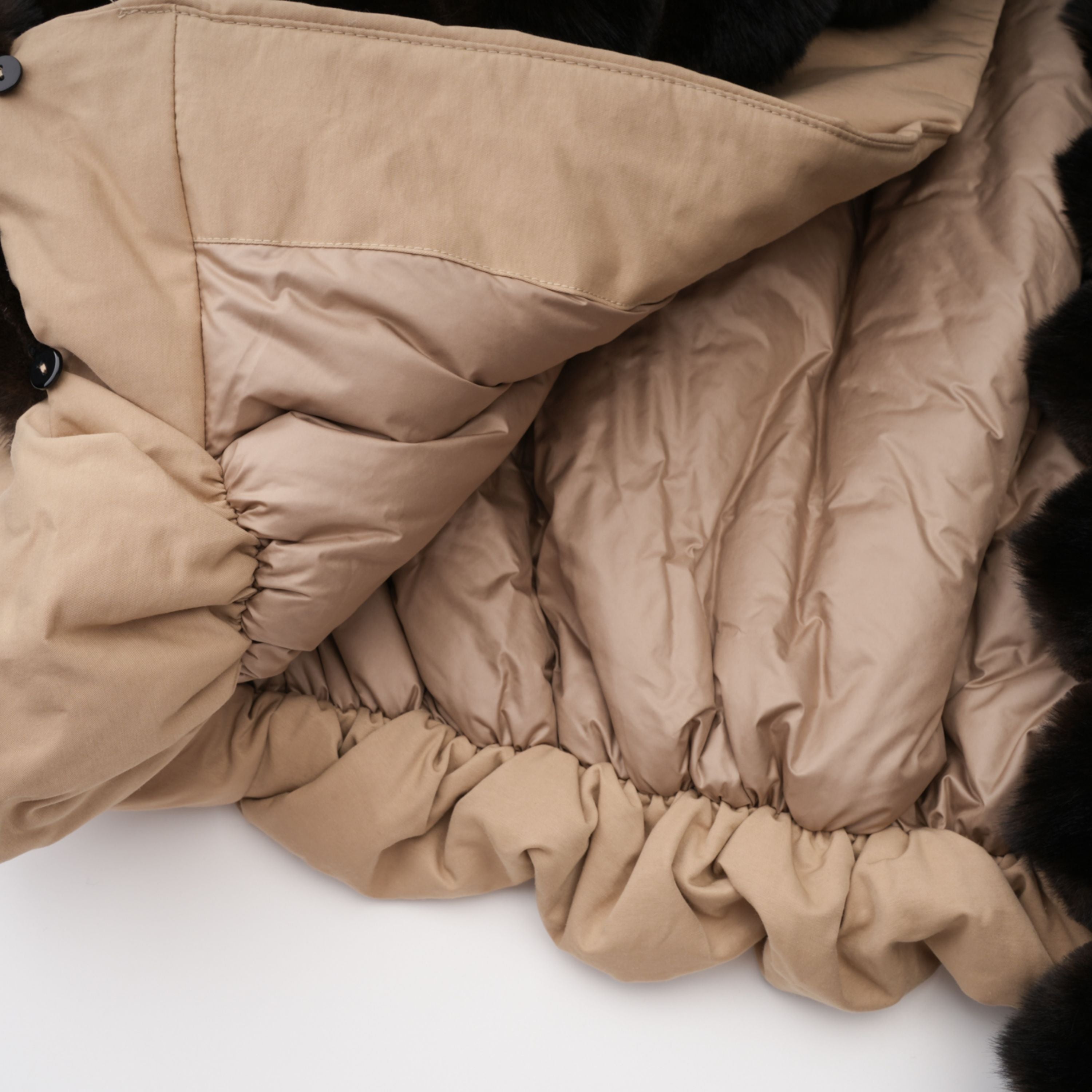 Ileana Khaki Fur Trim Bubble Down Jacket