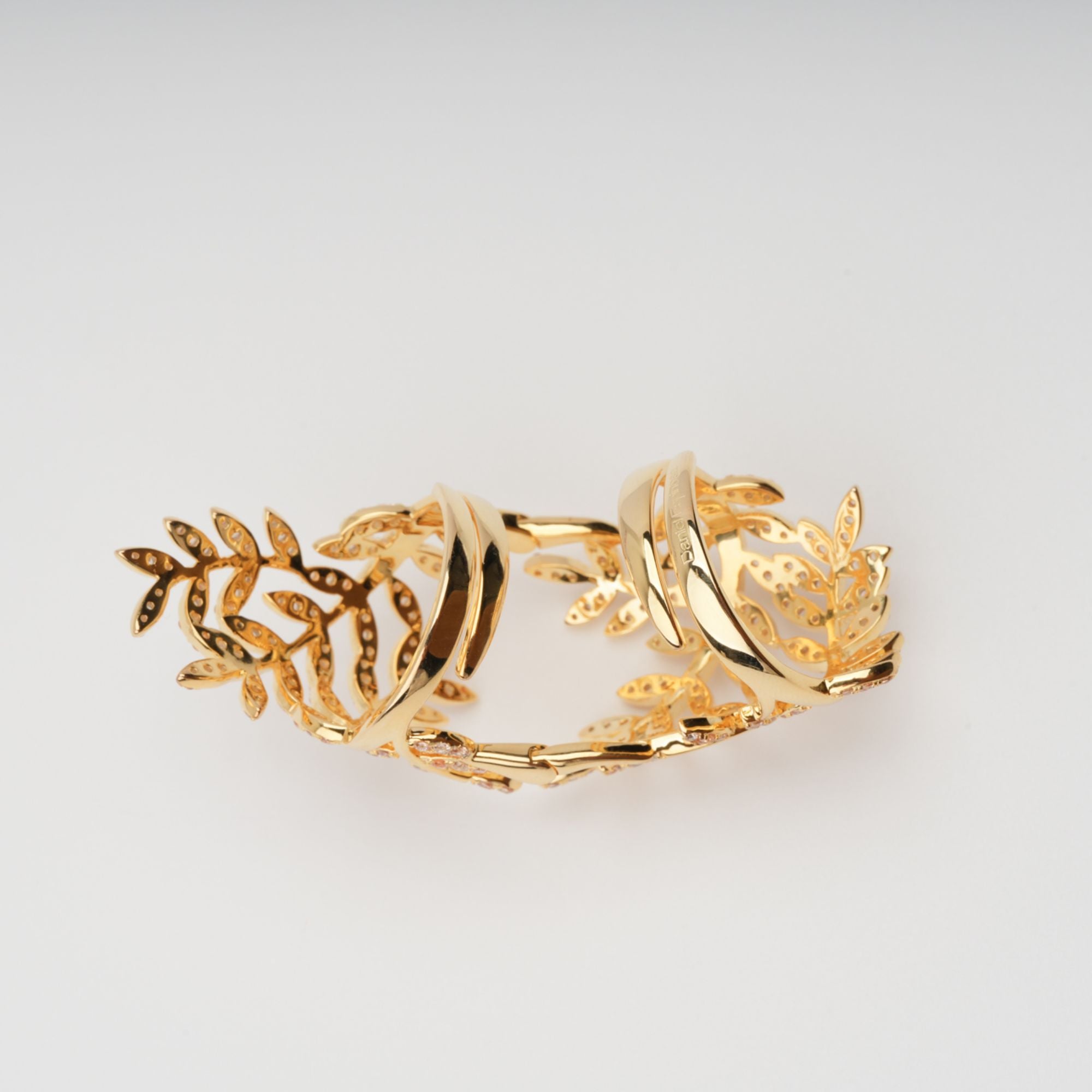 Glyphe – Verstellbarer Ring aus Sterlingsilber mit Palmenblättern in Gold