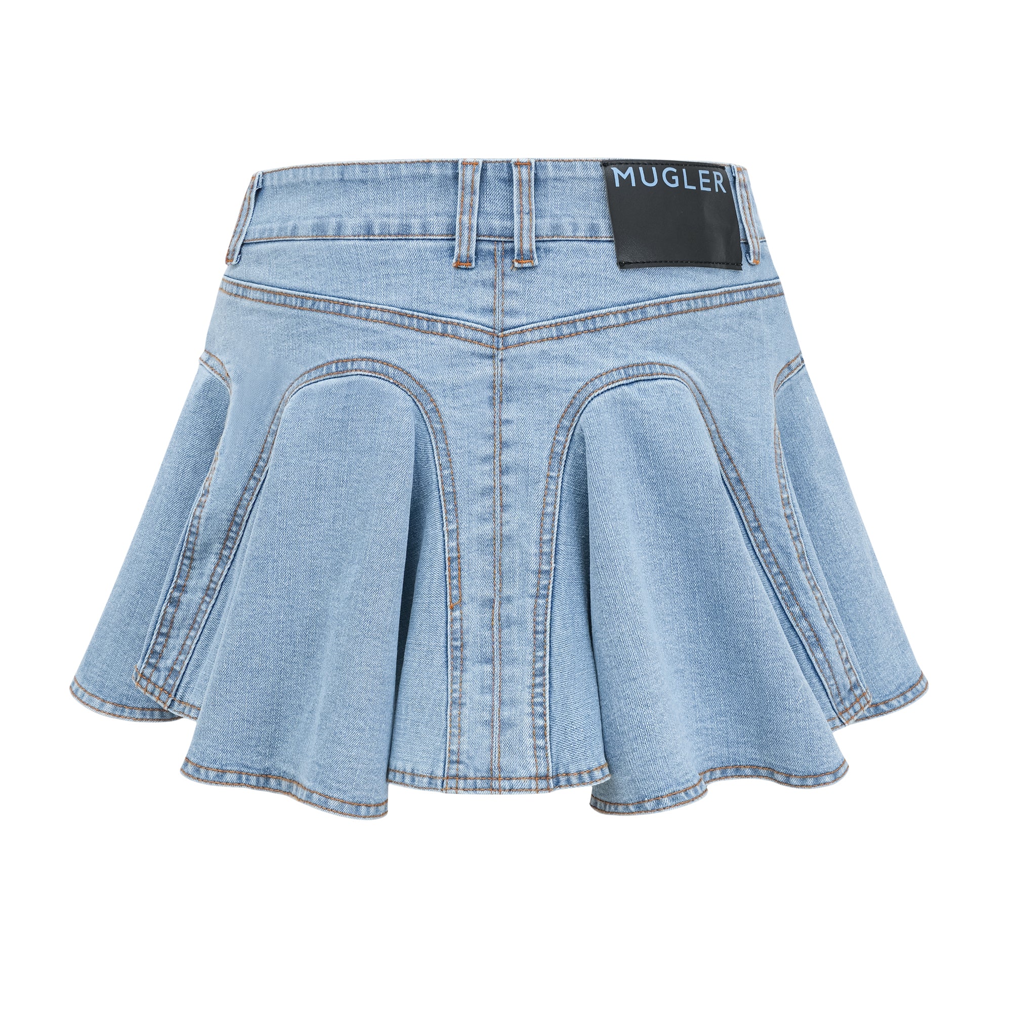 Capucine denim flounce-hem skirt