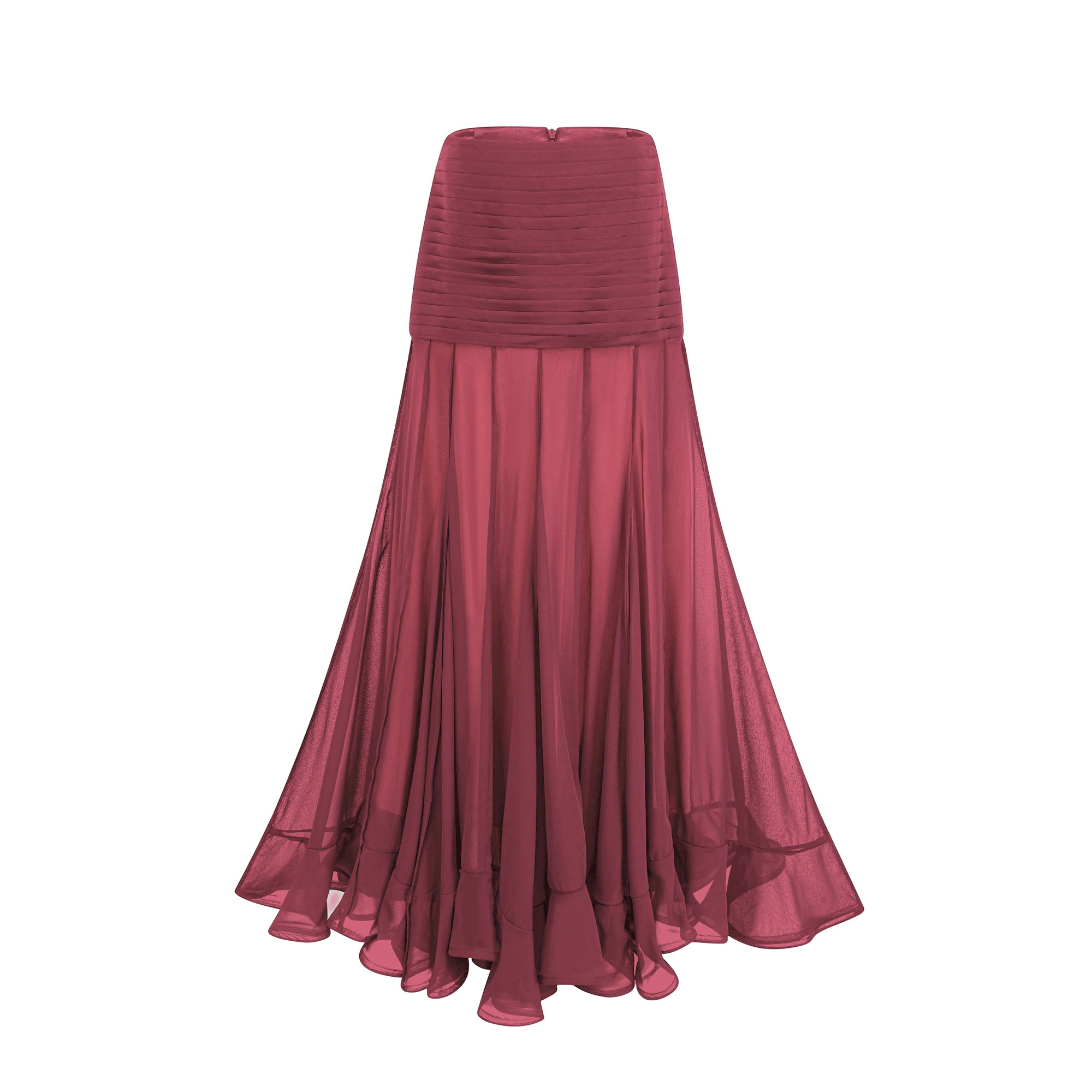 Jacqueline rayon ruffle pleated tulle maxi skirt