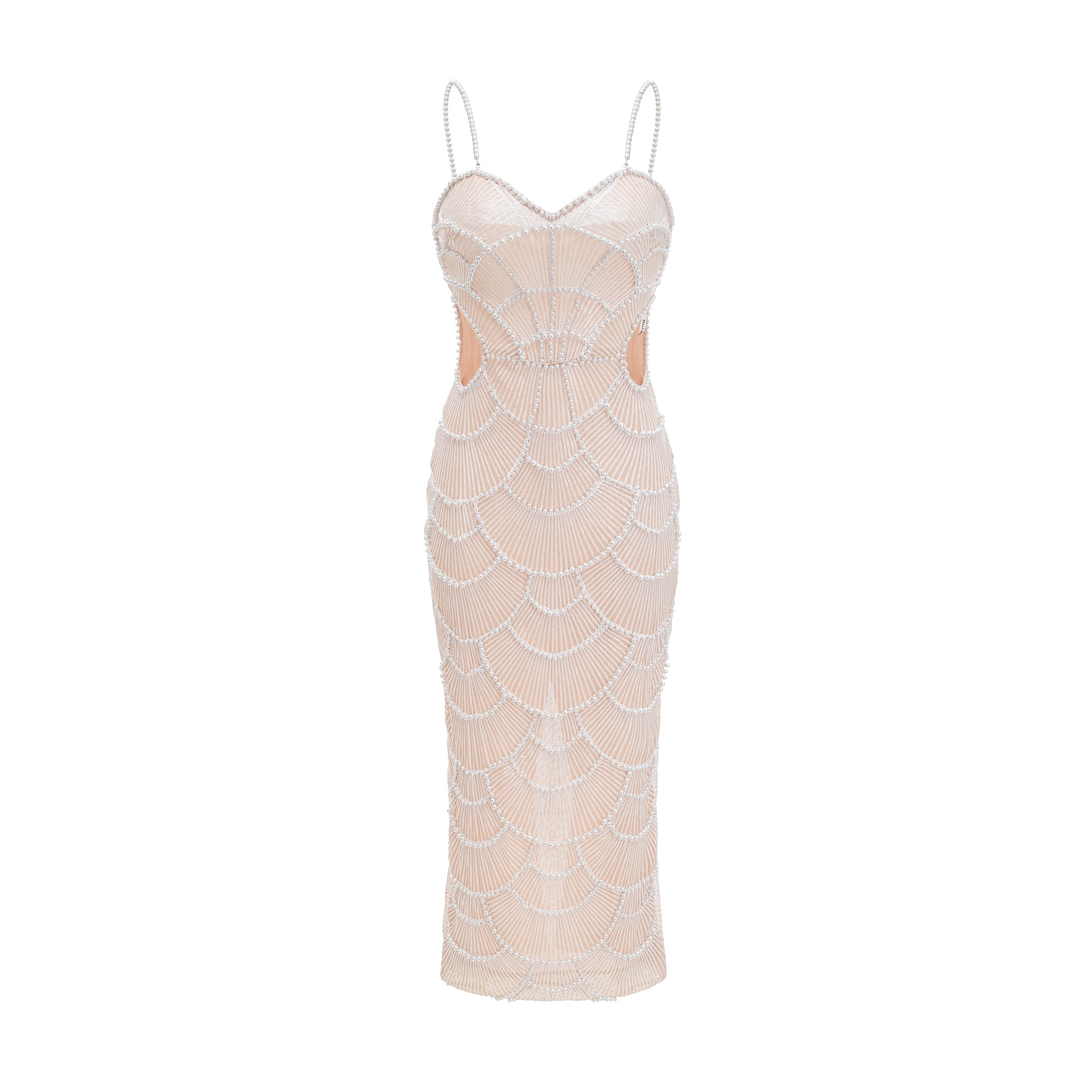 Shiema faux-pearl sequinned midi dress